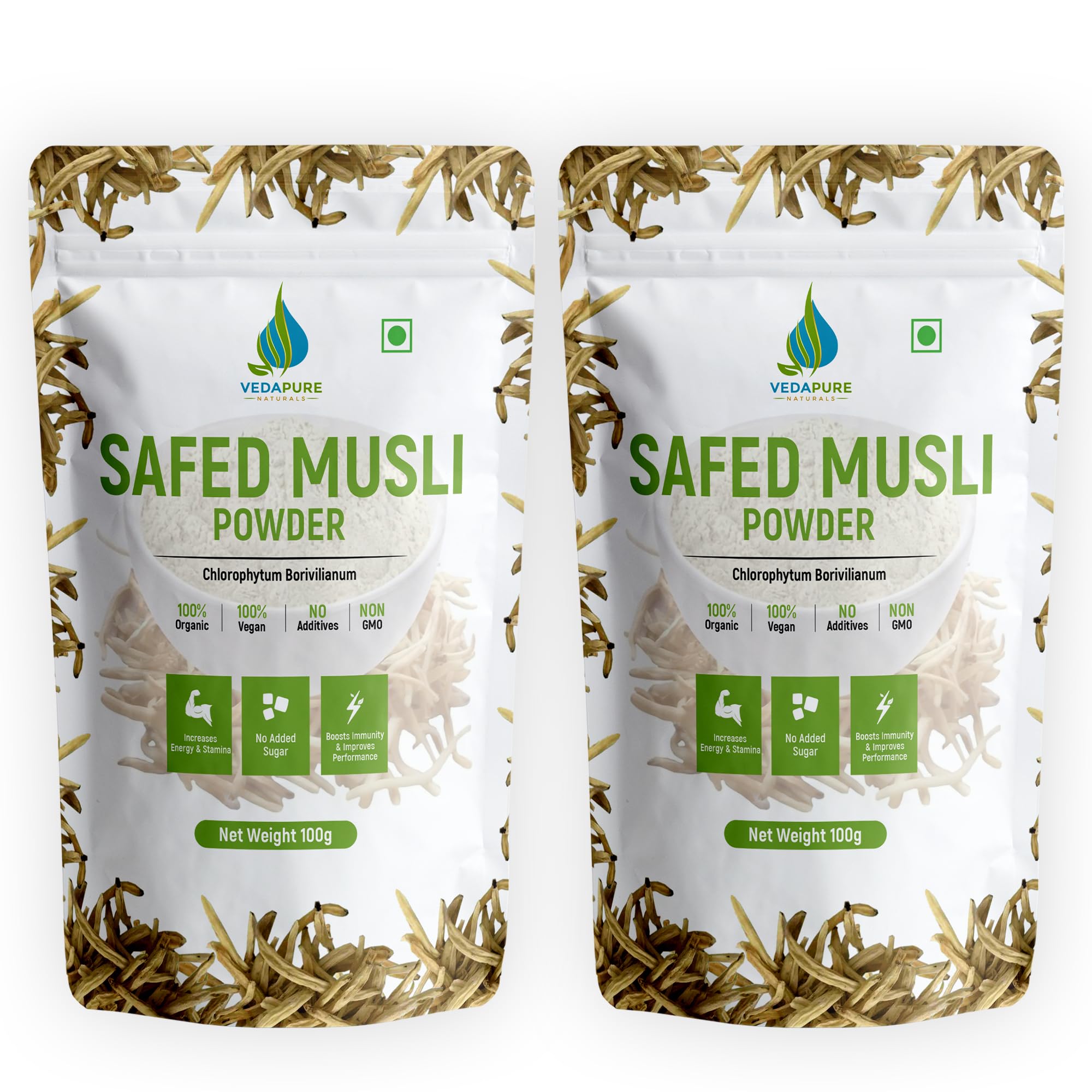 VEDAPURE Safed Musli Powder for Immunity, Strength, Energy Levels, Sports Performance and Healthy Bones 1000mg | (100gm - Pack of 2) (B09BZGFD7W) Amazon Price History, Amazon Price Tracker