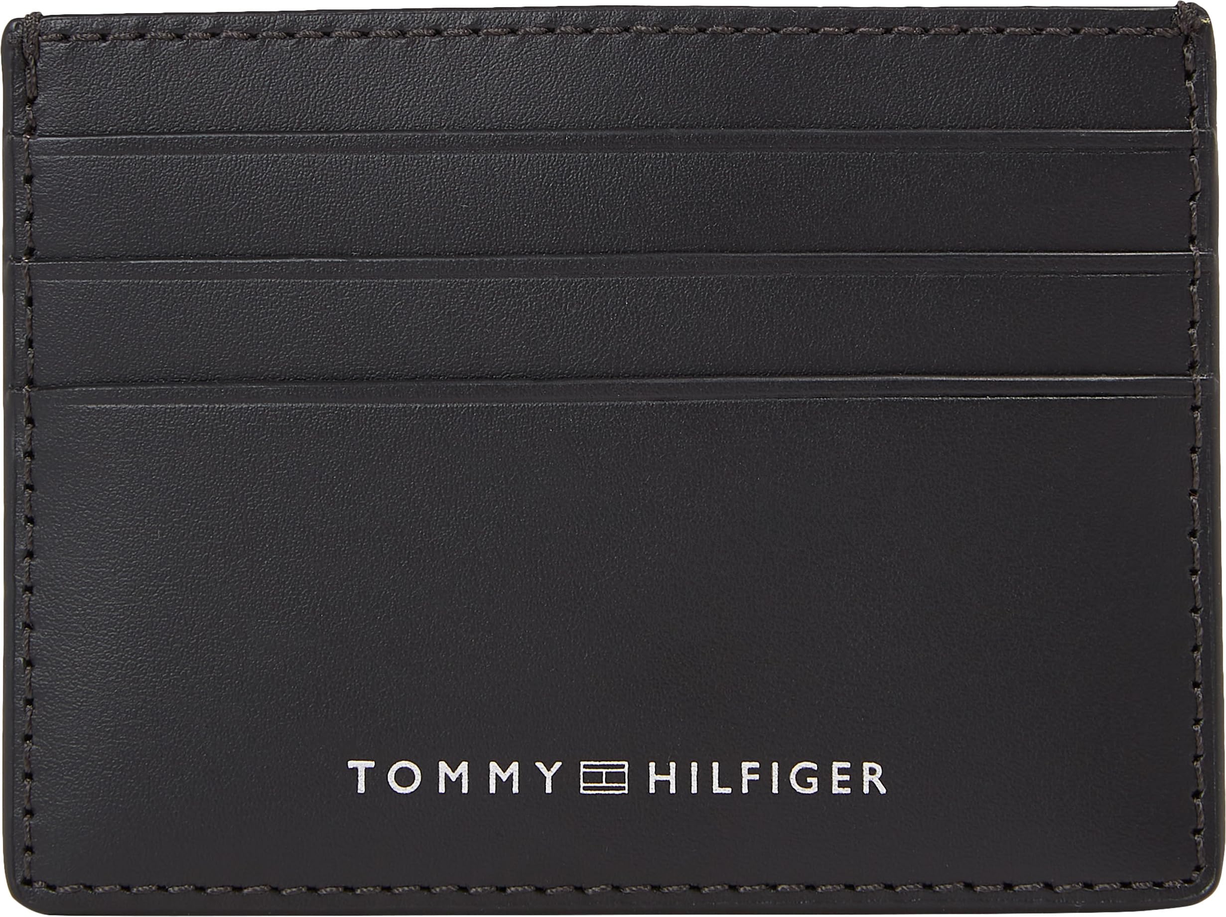 Th Spw Leather Cc Holder Erkek Cüzdan, Siyah, Tek Beden