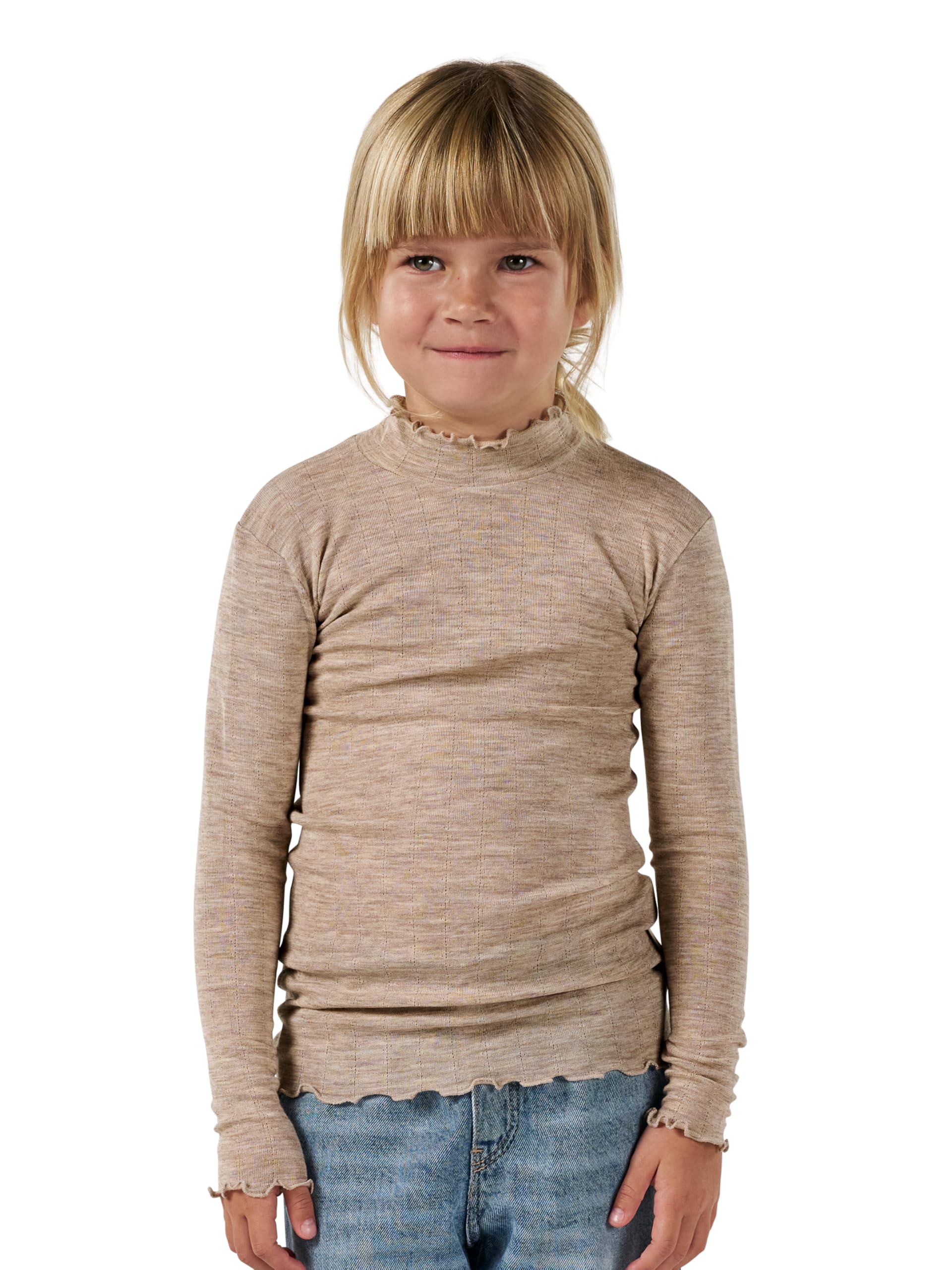 DILLING Pointelle Langarmshirt für Kinder aus Wolle und Seide