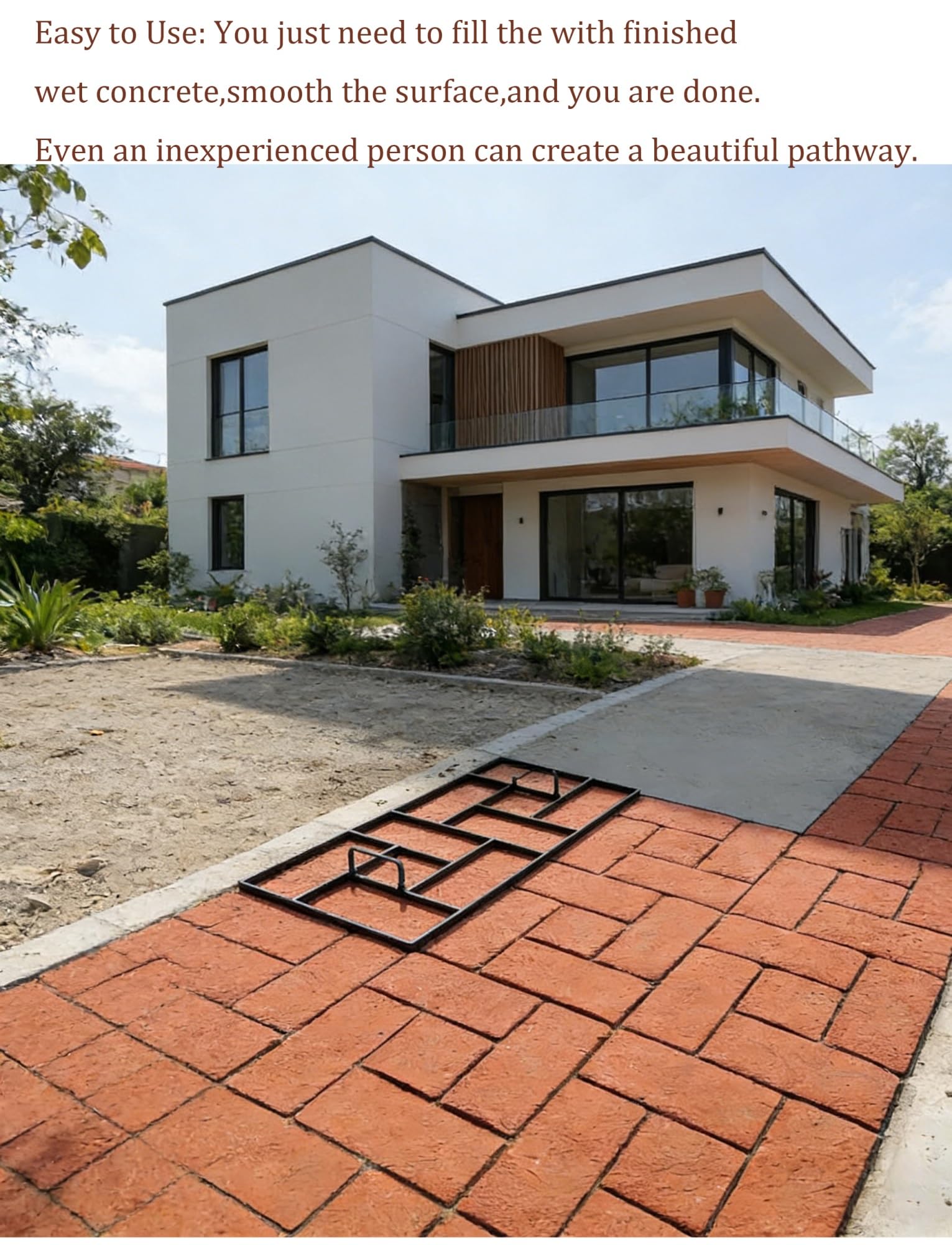 Molde de piedra de pavimento reutilizable para hormigón, para hacer caminos, moldes decorativos de pavimento para patio al aire libre