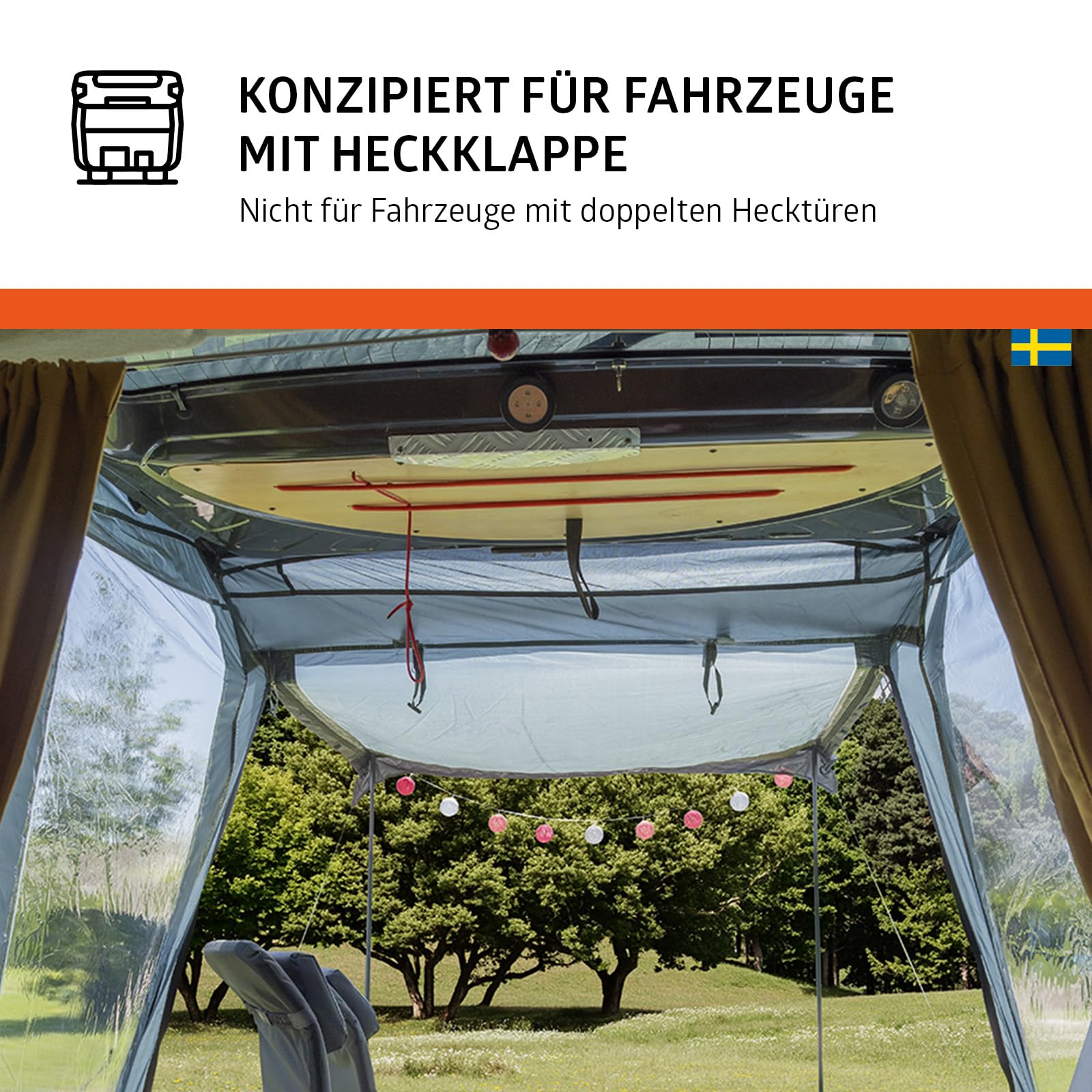Campout Auto Heckzelt – Heckklappenzelt Camping – 3000 mm Wasserdicht – Zusätzlicher Wohnraum – inkl. Vordachstangen – Anbauhöhe 175–190 cm