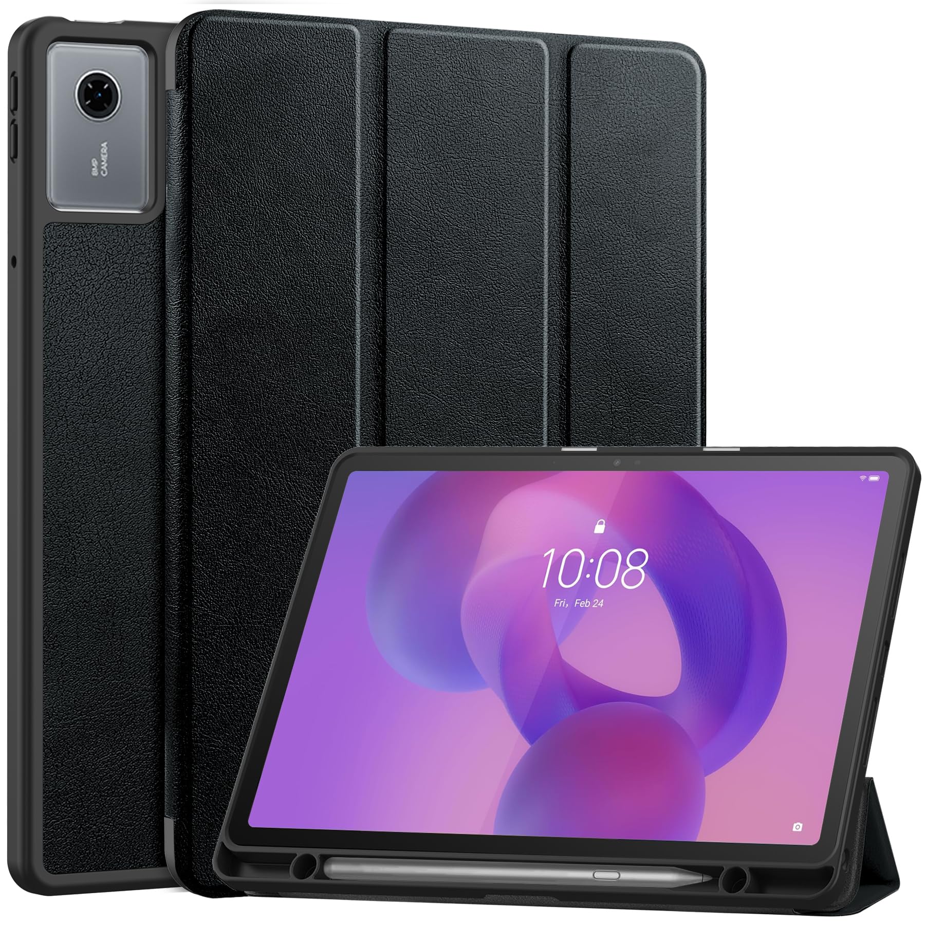 Vakarey Hülle für Lenovo Idea Tab 11 Zoll Mit Stifthalter Ultra Dünn Intelligente Schutzhülle,Schwarz