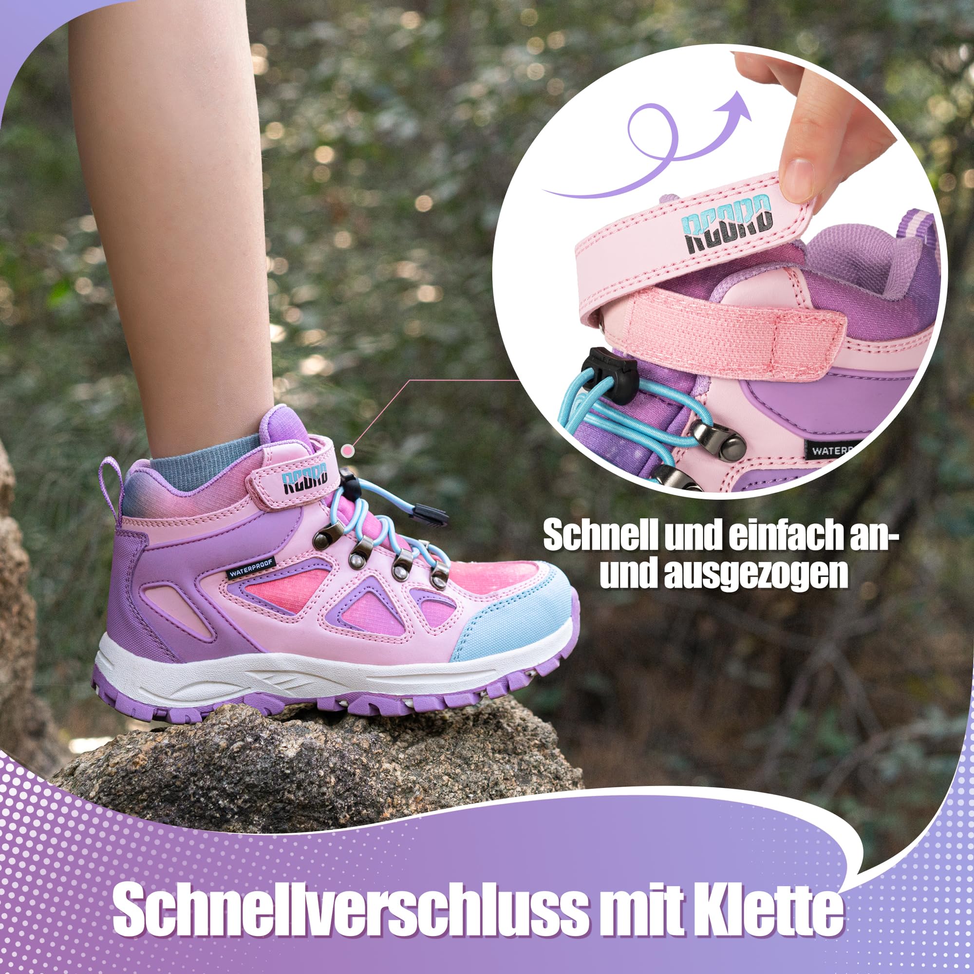 R CORD Botas de senderismo para niña, impermeables, para exteriores, ligeras, botas de senderismo