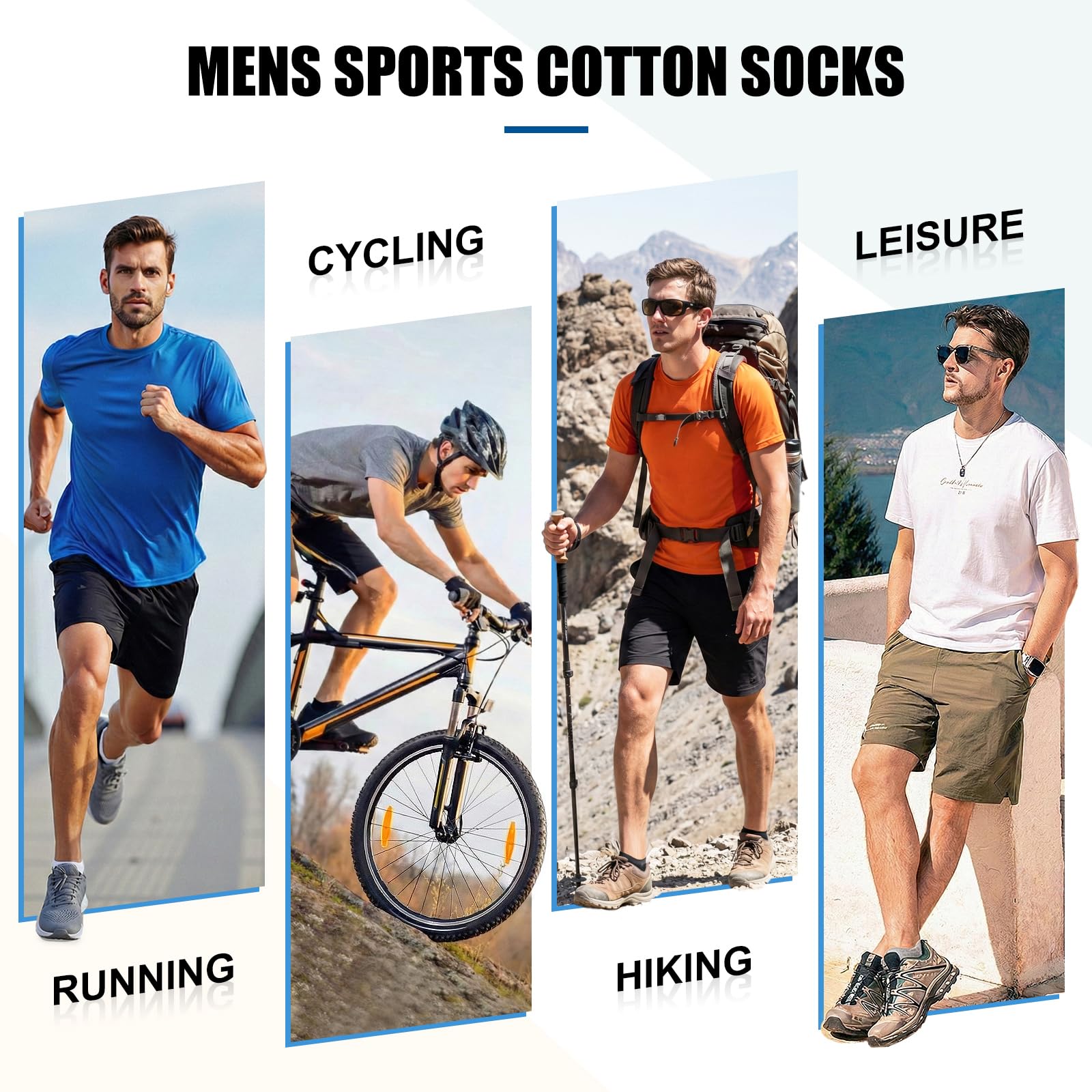 Niofind Calcetines Hombre Deporte 6 Pares, Cortos Amortiguados Unisex, Algodón Transpirable Secado Rápido, Running Caminar Senderismo, Negro/Blanco/Gris