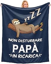 Regalo di Compleanno per Papa, Regalo Papà, Idee regalo per Natale e la Festa del Papà, Regalo di Coperta per Papà - Design con un Bradipo che Dorme - 60 * 50in