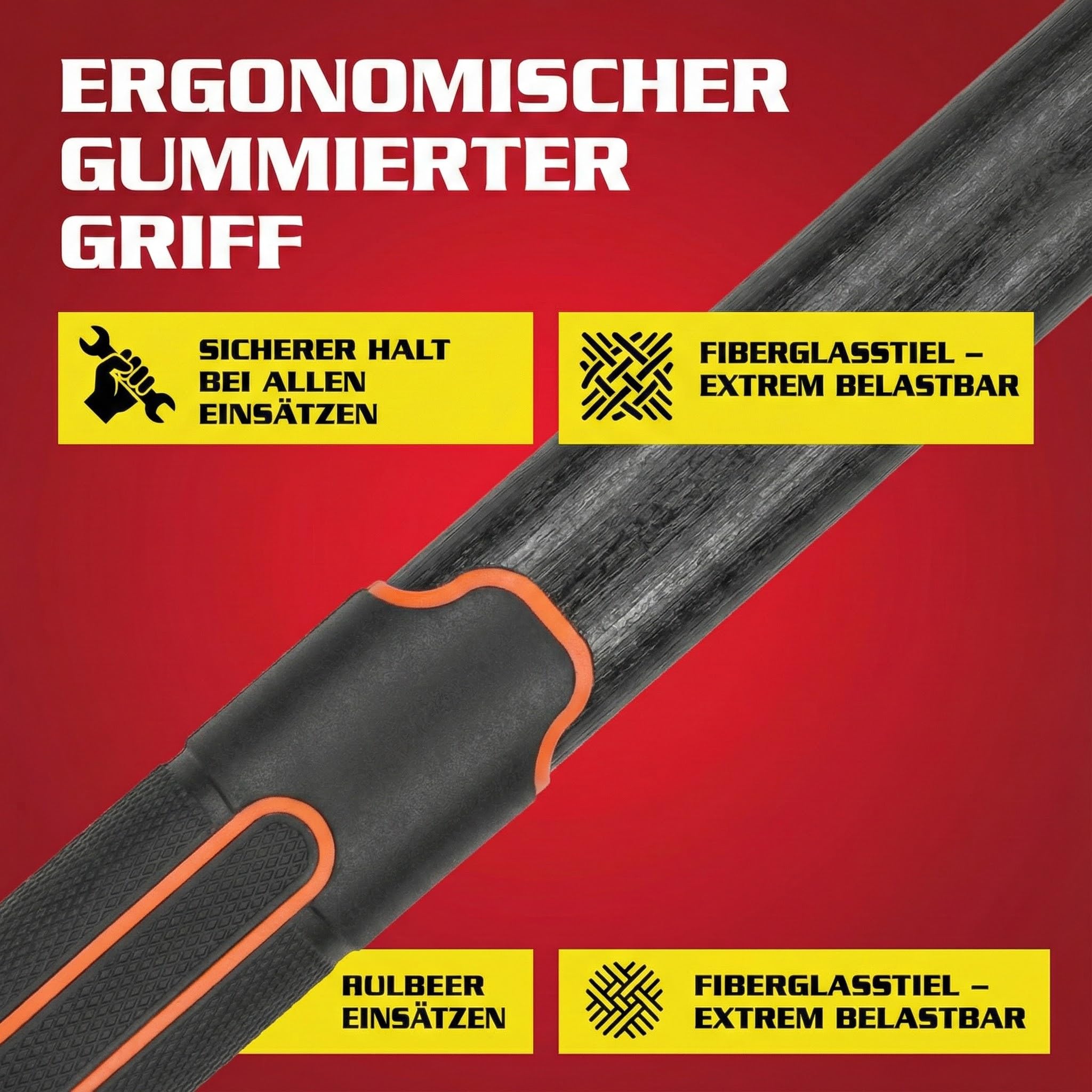 Hecht Spitzhacke groß - Gartenhacke mit Stiel 91cm Länge - Kreuzhacke (Spitze und flache Schneide) mit rutschfestem Griff und Glasfaserkernstiel - Werkzeug Hacke Garten für ideale Bodenbearbeitung