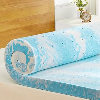 PERLECARE Gel Memory Foam Mattress Topper for Pressure Relief, Queen 3 Inch Polyurethane Foam Mattress Pad, Cooling
