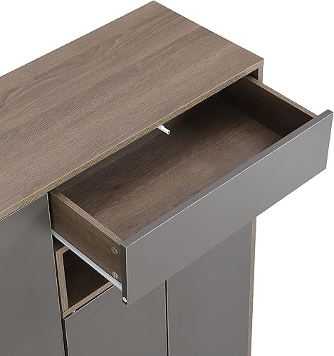 Vista 68 de Zapatero con 3 cajones abatibles para entrada, zapatero independiente con panel ajustable y ganchos para colgar, zapatero para pasillo, sala