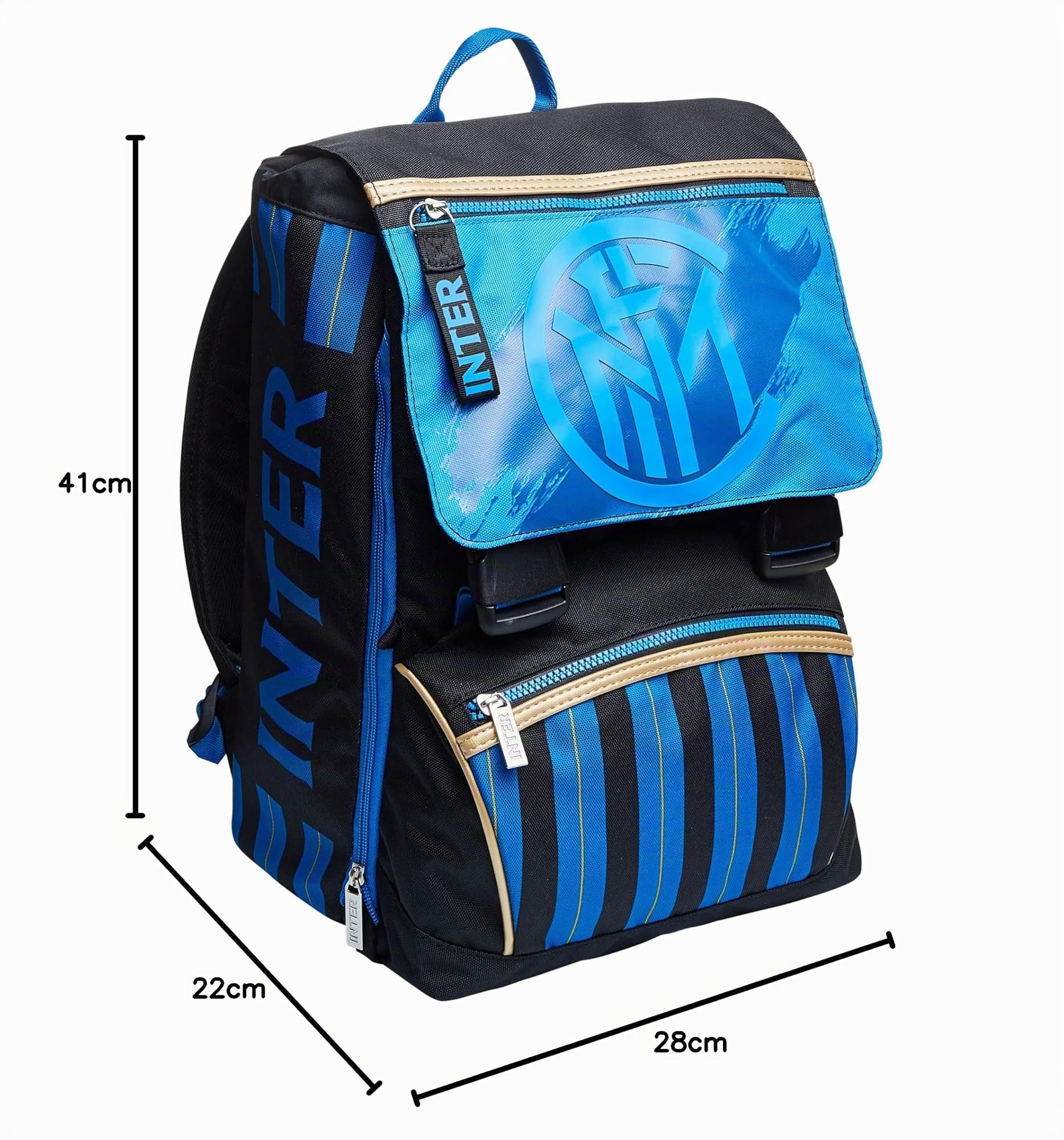 Seven Inter 2F3002106-899, Zaino Estensibile Pallone Incluso - Scuole Elementari & Medie, Nerazzurro, Taglia unica