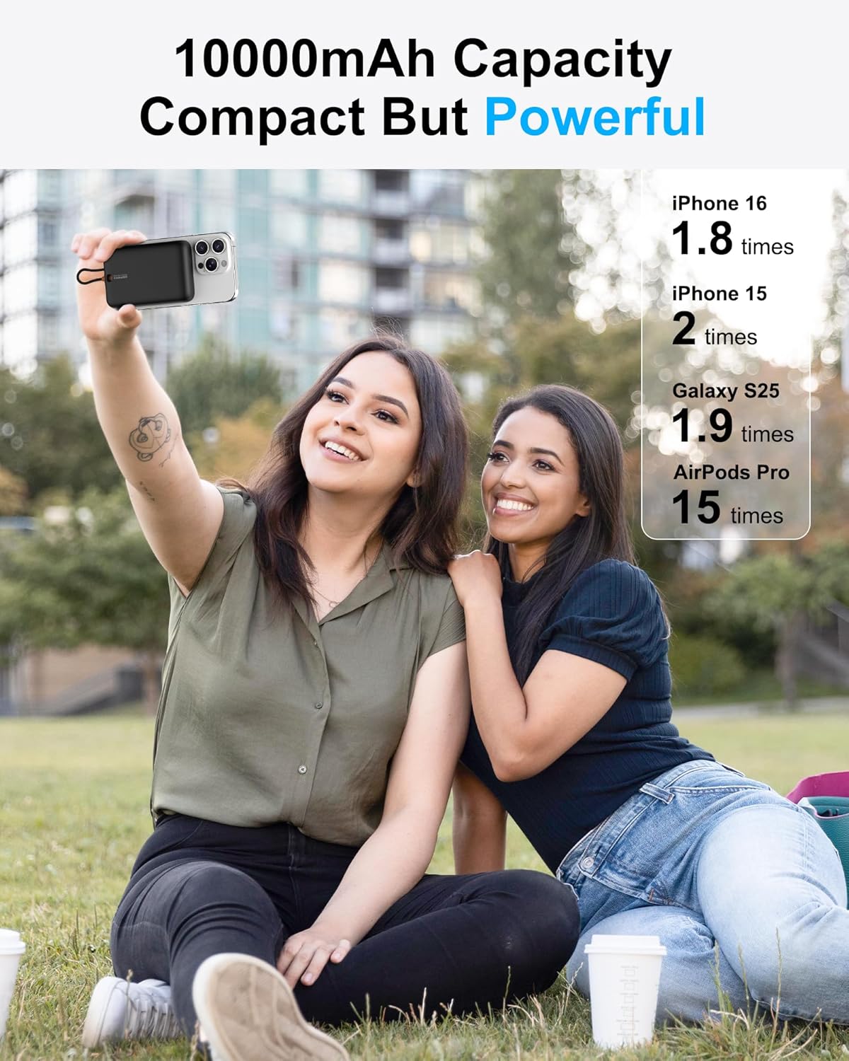 AsperX for Magsafe Power Bank, 10000mAh Wireless Magnetic Power Bank, 22.5W Wire Fast Charging Portable Charger with USB C Cable, LCD Display for Magsafe Battery Pack for iPhone 16/15/14/13/12 - Image 6