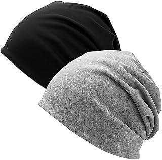Thin Hat Women's Beanie Men Pack of 2 Lightweight Hats for Men and Women Thin Hat Children Outdoor Activities Everyday Black and Grey