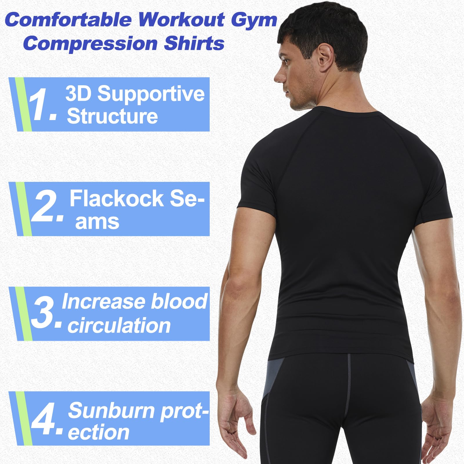 SPVISE Maglia a compressione da uomo a maniche lunghe, fresca e asciutta, maglietta da allenamento atletico da corsa, maglia sportiva con strato base