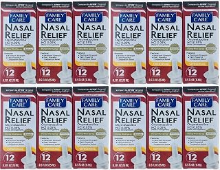ASSURED Nasal Relief Spray 12-Pack: 12-Hour Oxymetazoline HCl Pump Mist Decongestant, 0.5 fl oz Each for Fast Sinus Relief