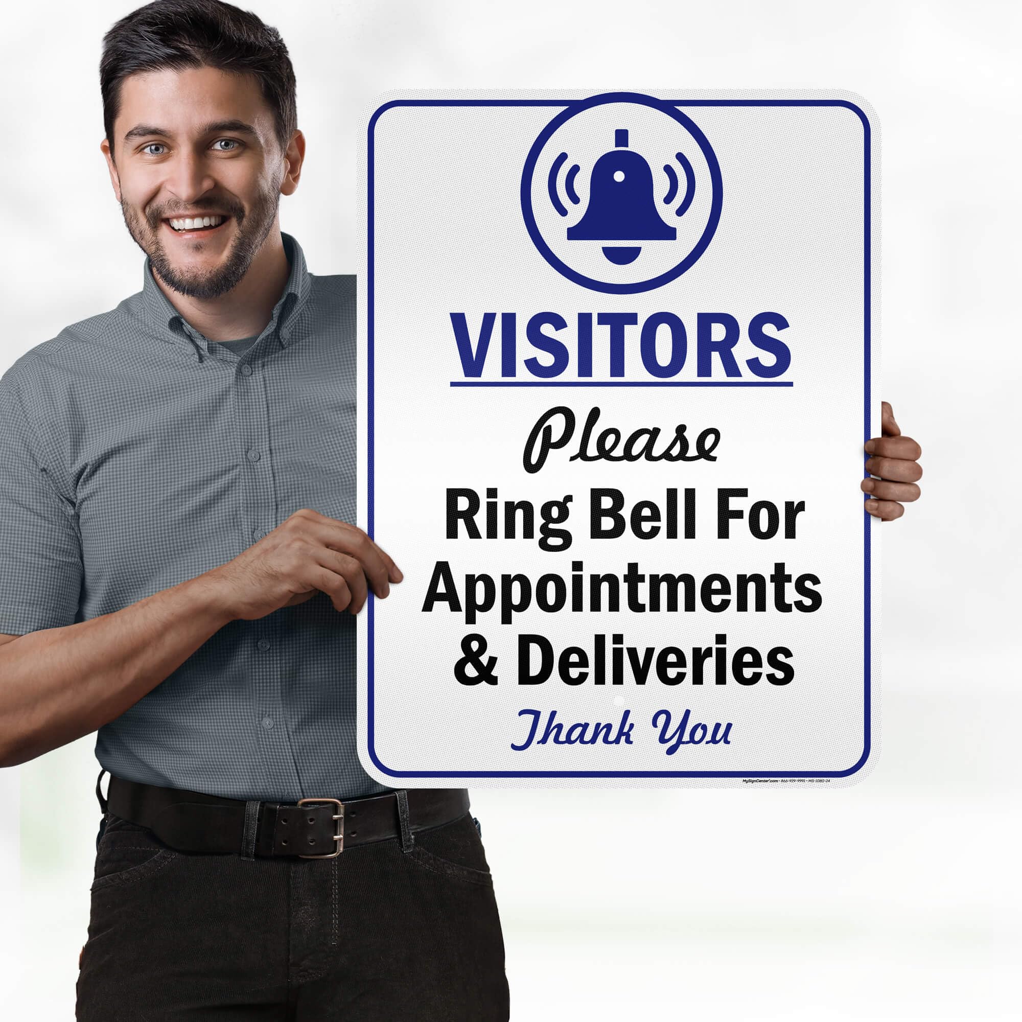Visitors Please Ring Bell For Appointment & Deliveries Sign, 18