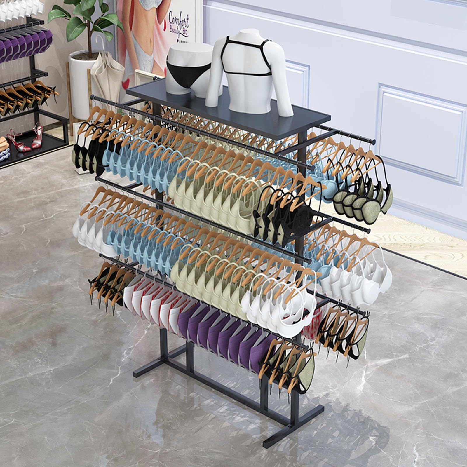 Hogar y Cocina, expositores de Ropa Interior de Doble Cara, Perchero metálico de pie, Perchero para Tiendas minoristas, Perchero para Bolsos, Faldas, calce
