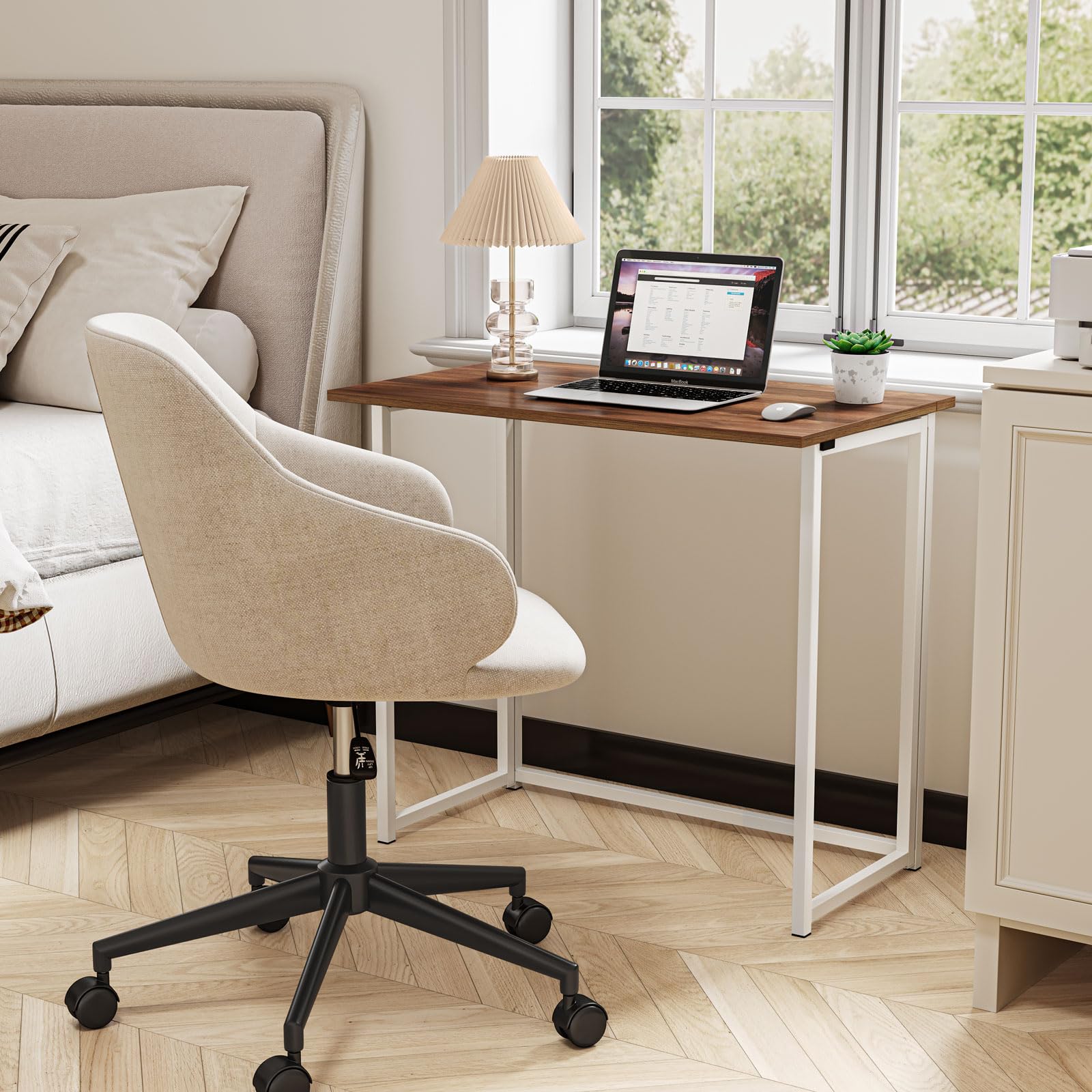 Dripex Klapptisch Montagefrei 80x45 cm Klappschreibtisch Faltbar Tisch | Kleiner Schreibtisch klappbar Computertisch Platzsparender Tisch für Homeoffice Arbeitszimmer PC, Braun