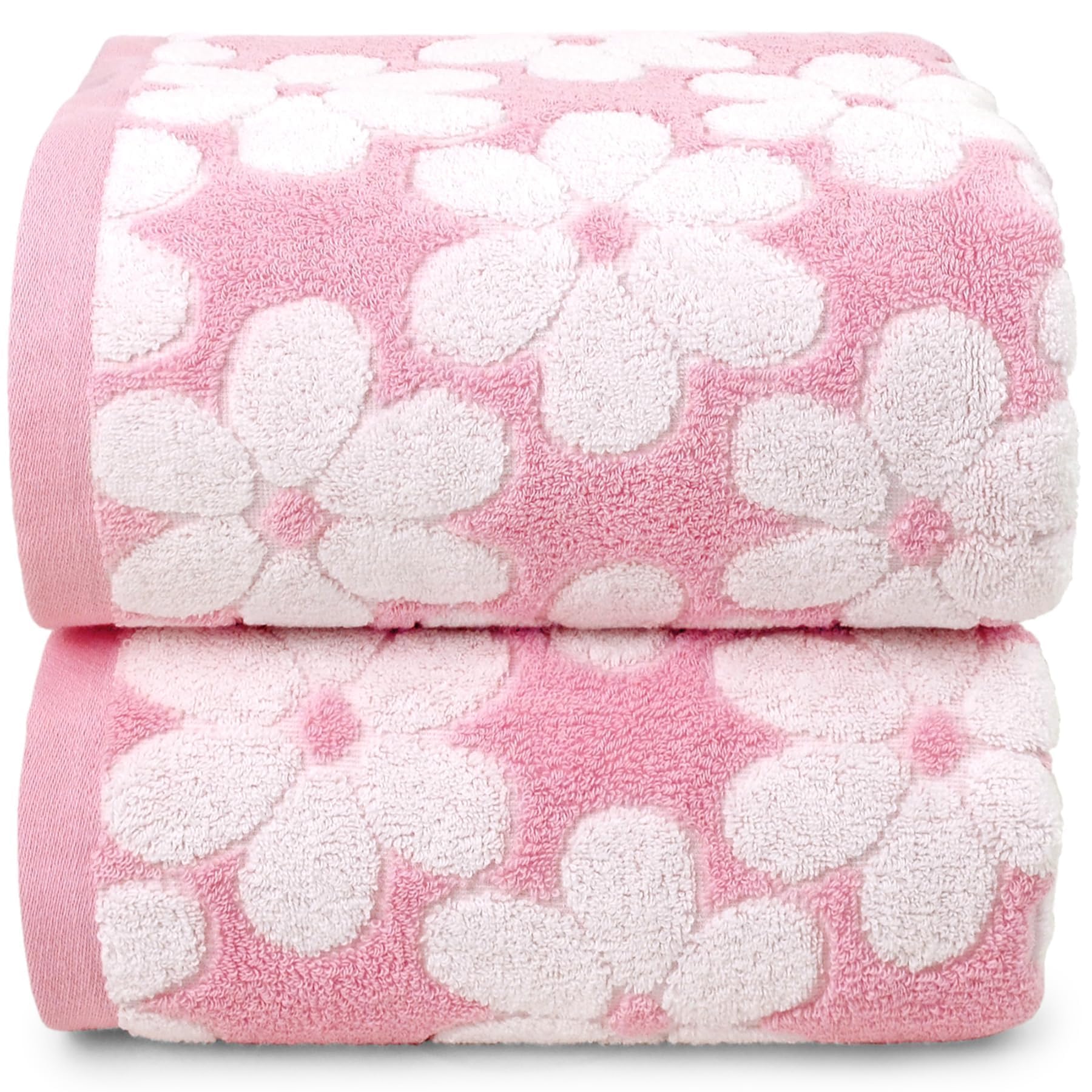 Pink Floral Bath Towels Set - Luxurious & Absorbent -8