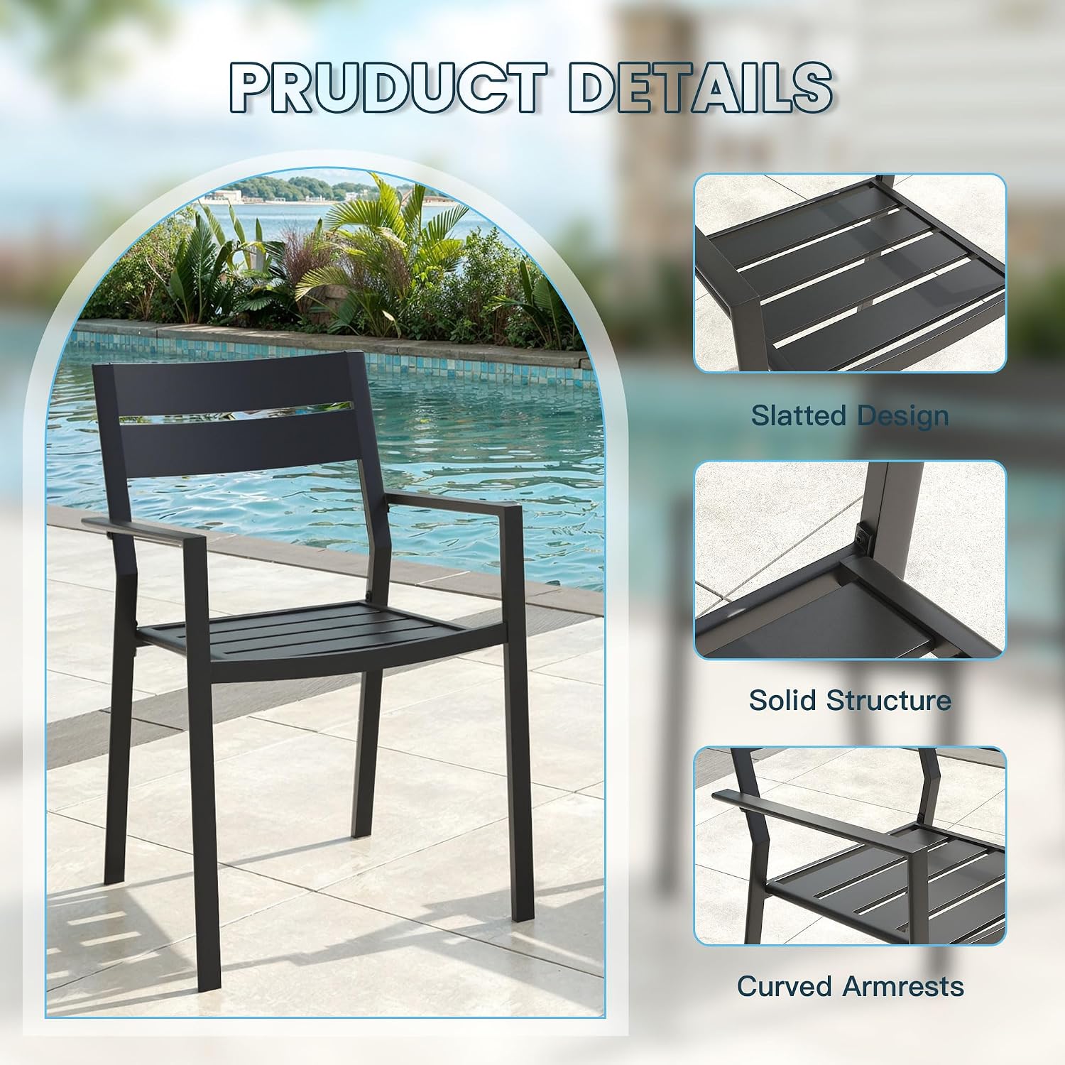 VICLLAX Patio 5 Pieces Outdoor Dining Set for 4, Wrought Iron Metal Outdoor Table and Chairs Set, 38" Square Table with Umbrella Hole and 4 Stackable Chairs for Lawn, Garden, Porch, Black