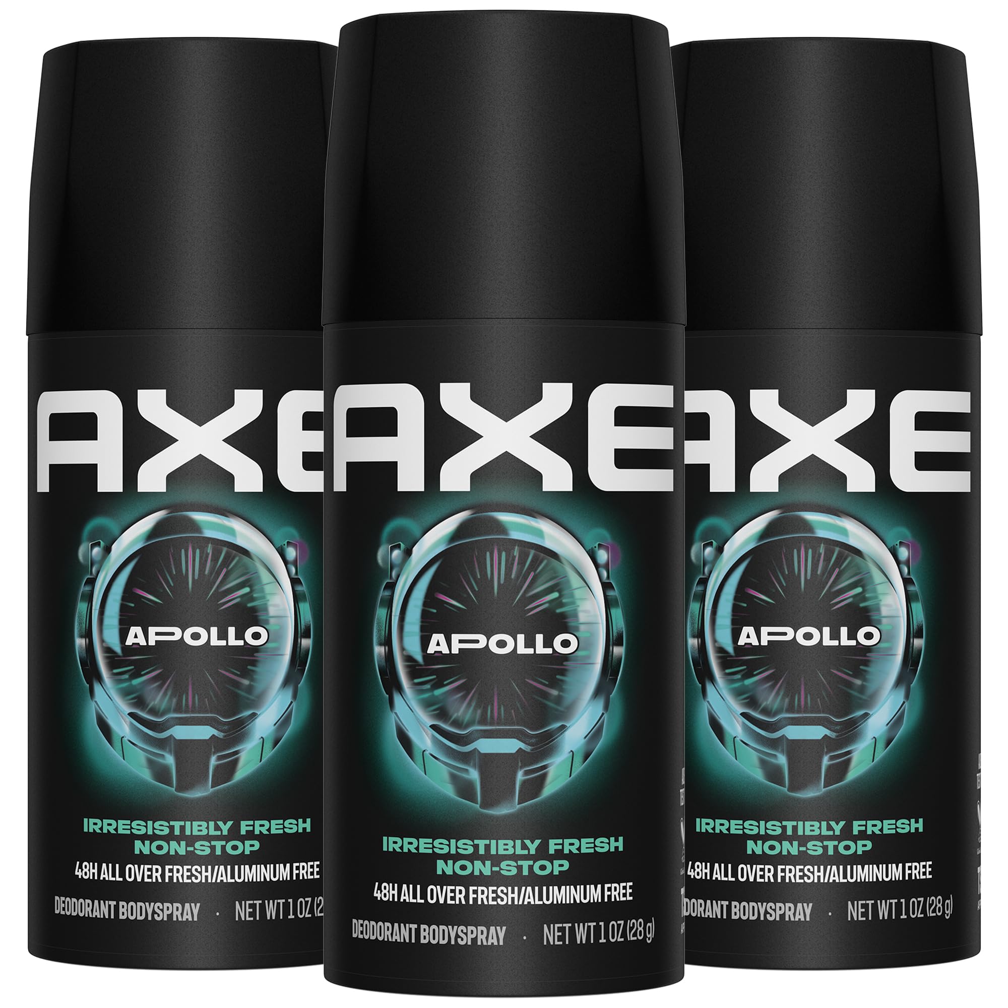 Travel Deodorant, Body Spray, Apollo, 3-Pack – 48H High-Definition Scent & Odor Protection, Sage & Cedarwood, Aluminum-Free, 1 Oz Ea