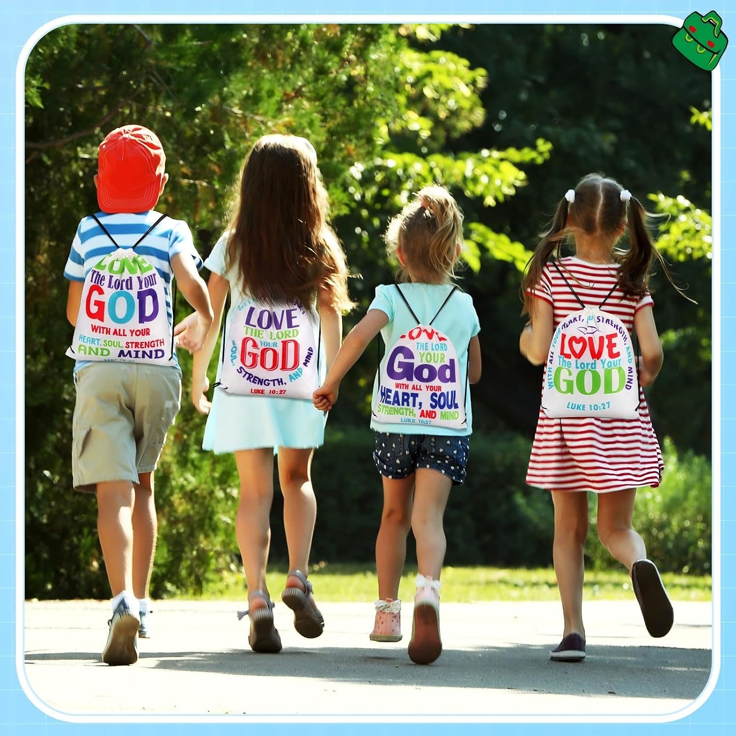 24 Pcs Christian Bags Religious Drawstring Bags Love Your God Vbs Drawstring Backpacks Bulk Large Religious Gifts for Sunday School Church Graduation Themed Party Favors