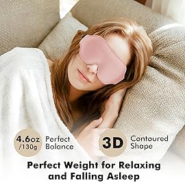 Weighted Eye Mask for Sleeping, 3D Contoured Sleep Mask Blackout with Adjustable Strap, Lash Extensions Sleeping Mask for Travel, Eye Cover Blindfold for Men Women (Pink, 4.6oz)