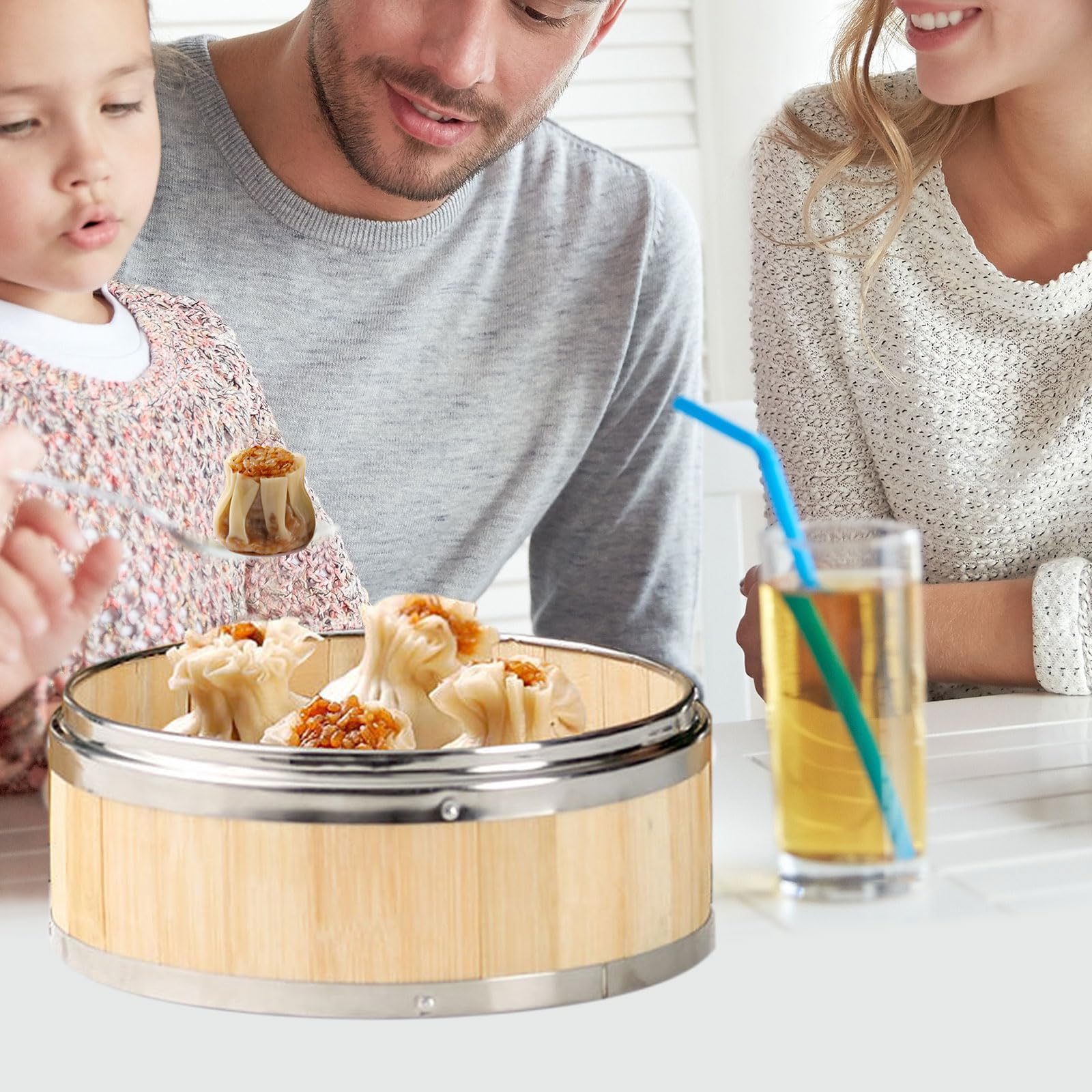 Amazon.de: Bambus-Dampfkorb, 12,7 cm, 3 Ebenen, chinesischer Dampfgarer mit  Deckel, wiederverwendbar, zum Kochen von Reis, Dim Sum, Fisch, Fleisch,  umweltfreundliches und traditionelles Kochwerkzeug