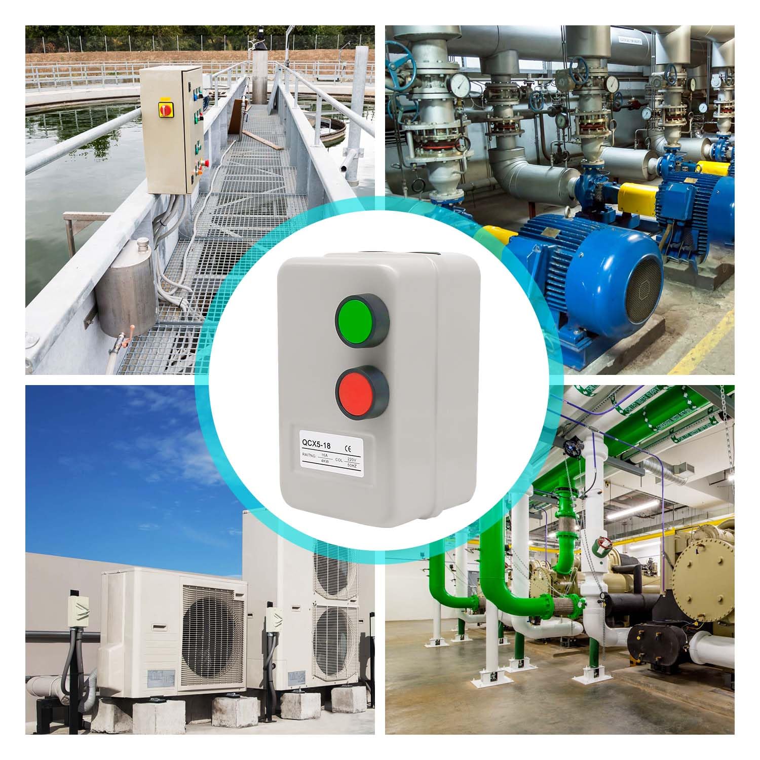 Avviatore magnetico per motore elettrico, 220/240 V, 4 kW, 10-16 A, 5,5 HP, avviamento magnetico monofase per motori (interruttore a pulsante)