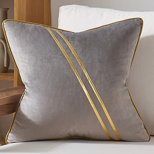 Miniatura 8 de Avigers Funda de cojín de terciopelo de 12 x 20 pulgadas de cuero negro dorado con líneas de rayas de terciopelo, funda de cojín moderna de lujo,