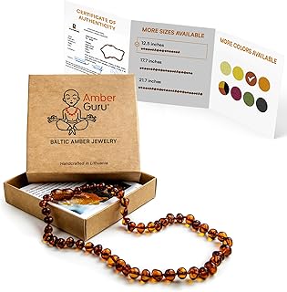 Amber Guru Baltic Amber Necklace (Authentic, Certified) - 12.5 inches - Unisex Jewelry - Polished or Raw/Unpolished Real A...
