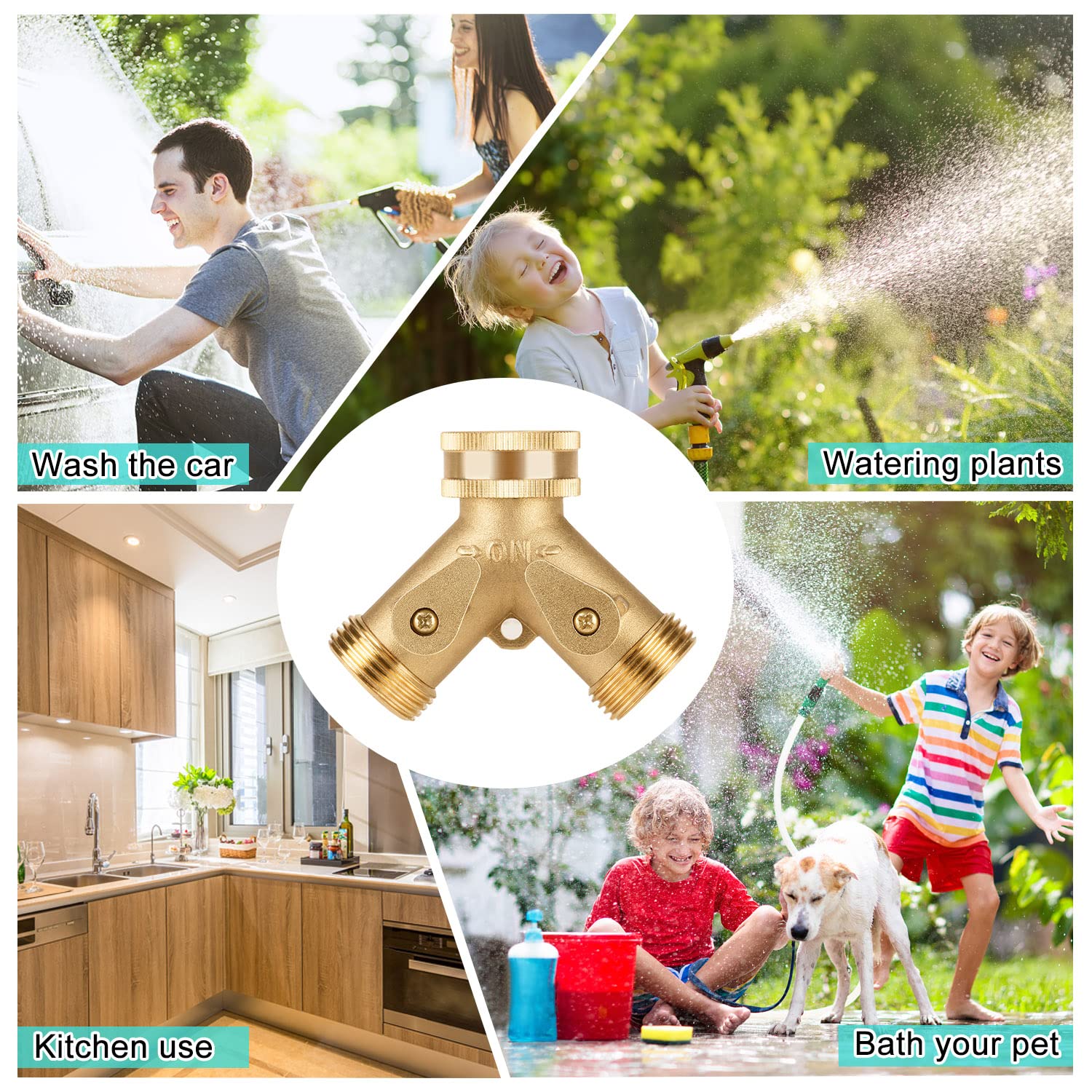 Distributore d'Acqua a Y 2 Vie 3/4, Splitter per Tubo da Giardino in