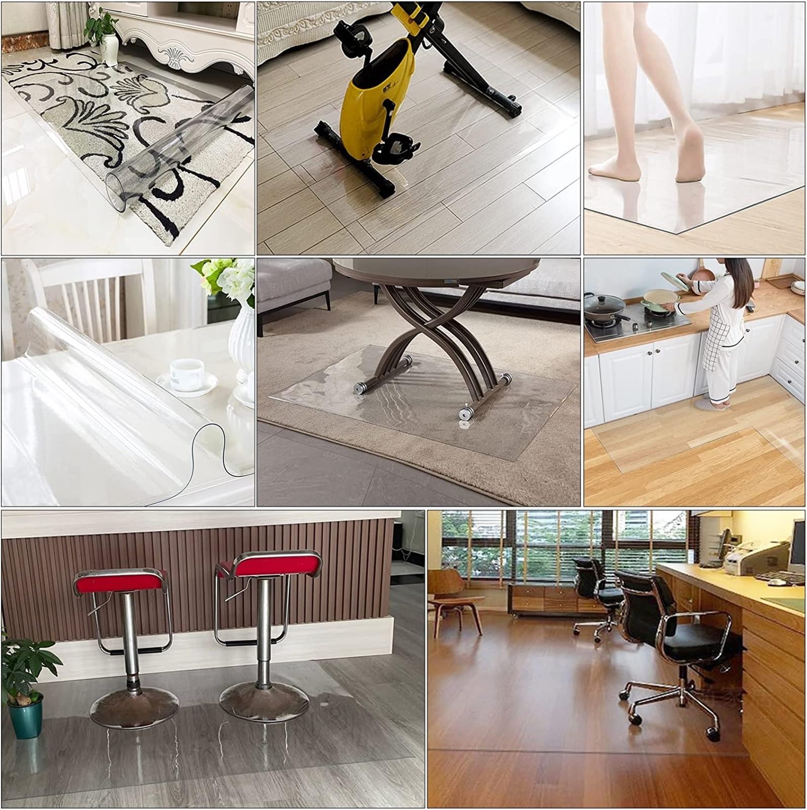 Tapis de Protection de Sol pour sols durs, Tapis de Protection en Vinyle Transparent à Poils Ras, Tapis découpable pour Salon (125 x 350 cm)