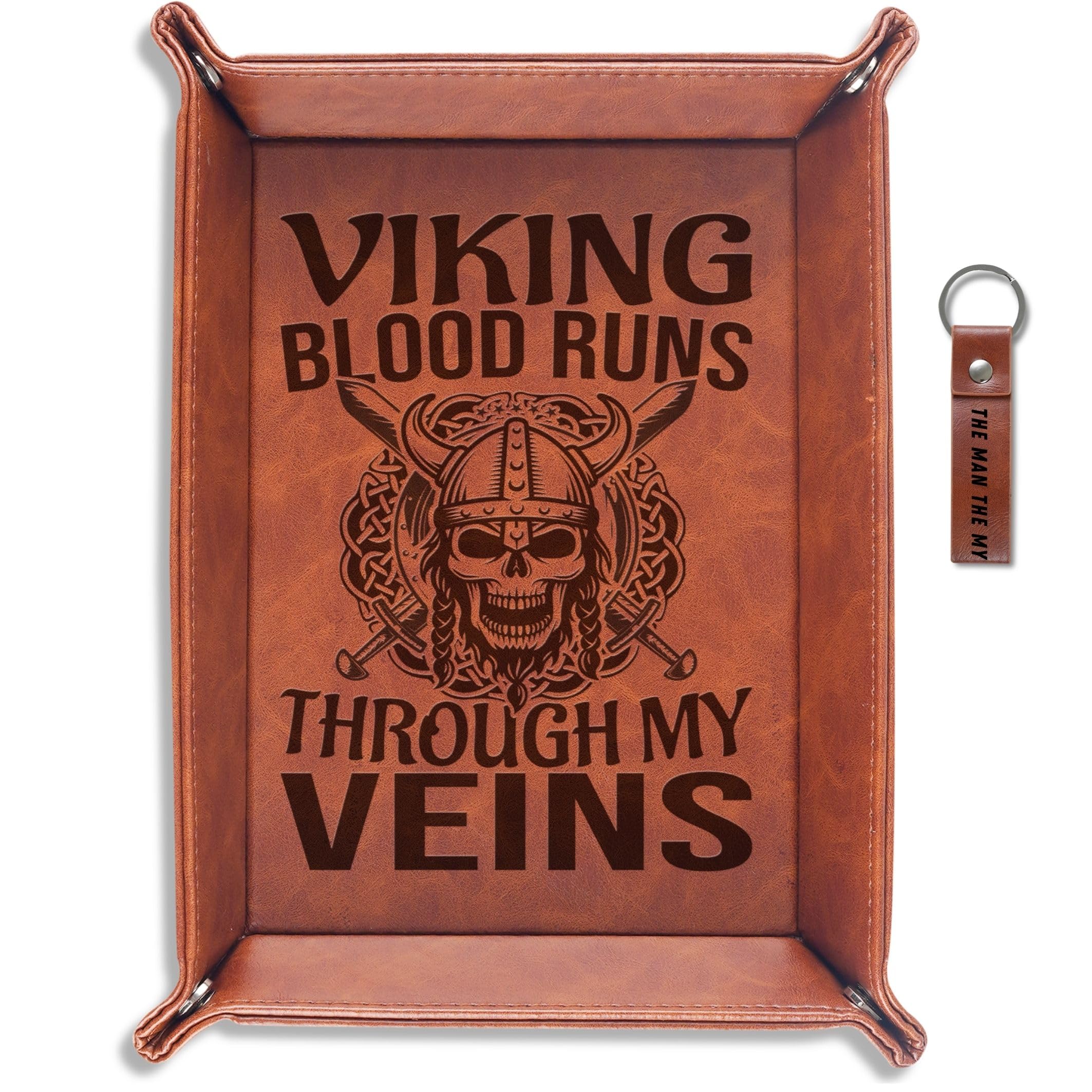 INNObeta Viking Gifts for Men Valet Tray, PU Leather Storage Organizer, Perfect for Birthday, Christmas