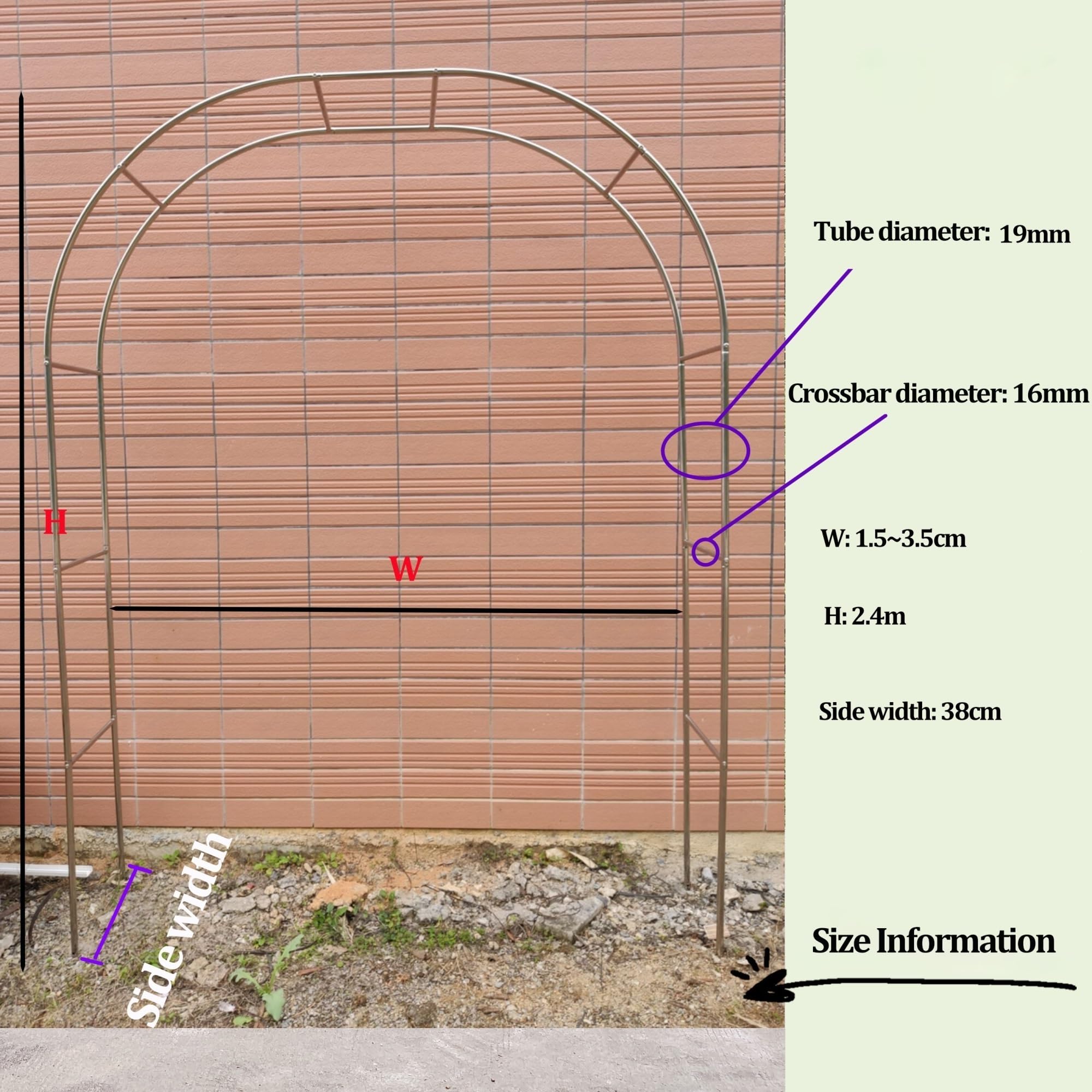 Gartenbogen aus Edelstahl – Außeneingang für Terrassen und Gärten, Sonnenschutz und Rostbeständigkeit, erhältlich in 120–300 cm Breiten, perfekt für Rankgitterstütze