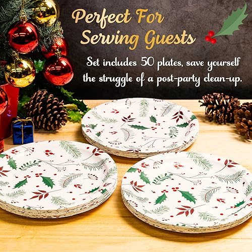 Miniatura 7 de MATICAN Platos de papel para fiestas, paquete de 50 platos desechables de oro blanco y rosa, lunares de aluminio, 9 pulgadas