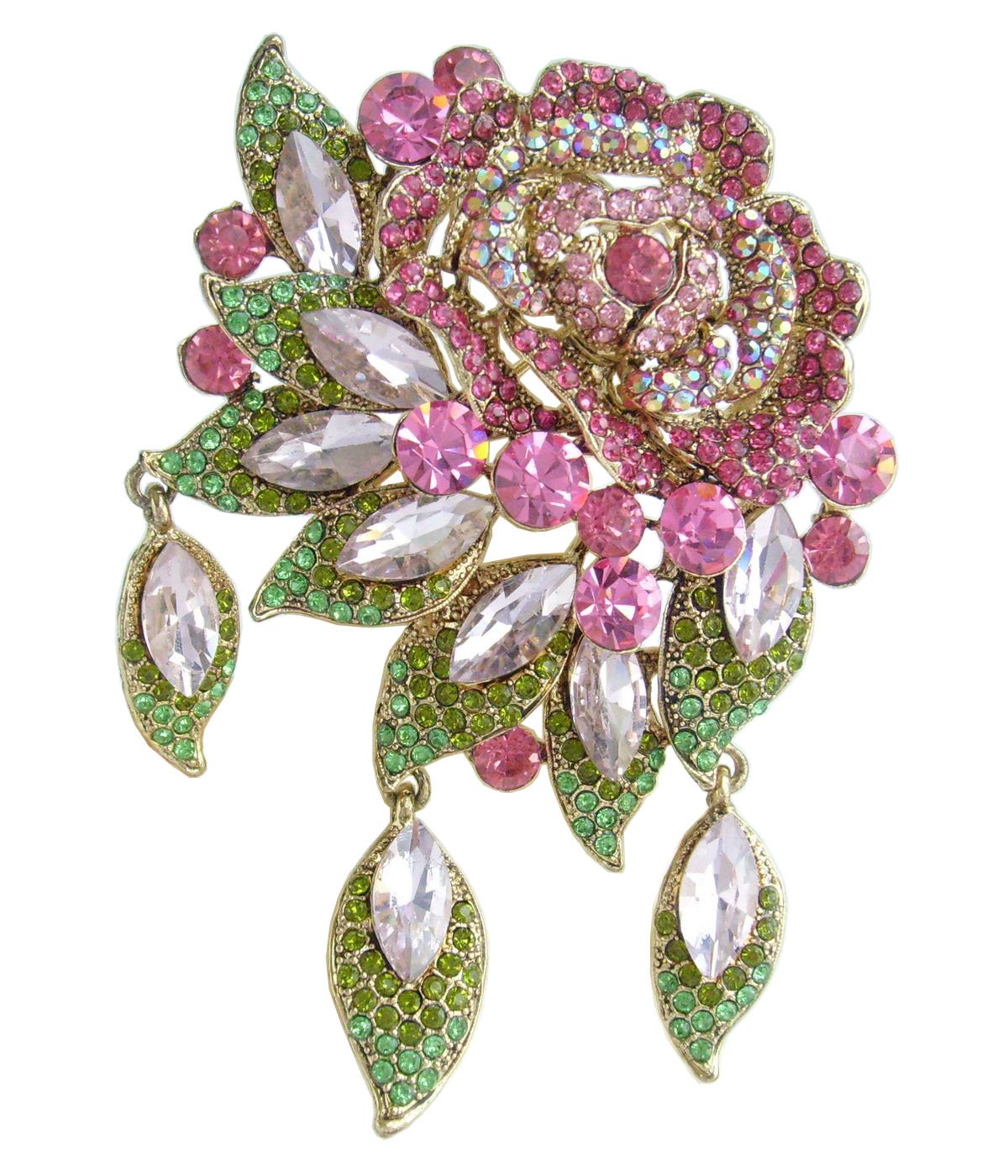 Sindary 3.94" Pretty Flower Brooch Pin Pendant Austrian Crystal BZ6454B
