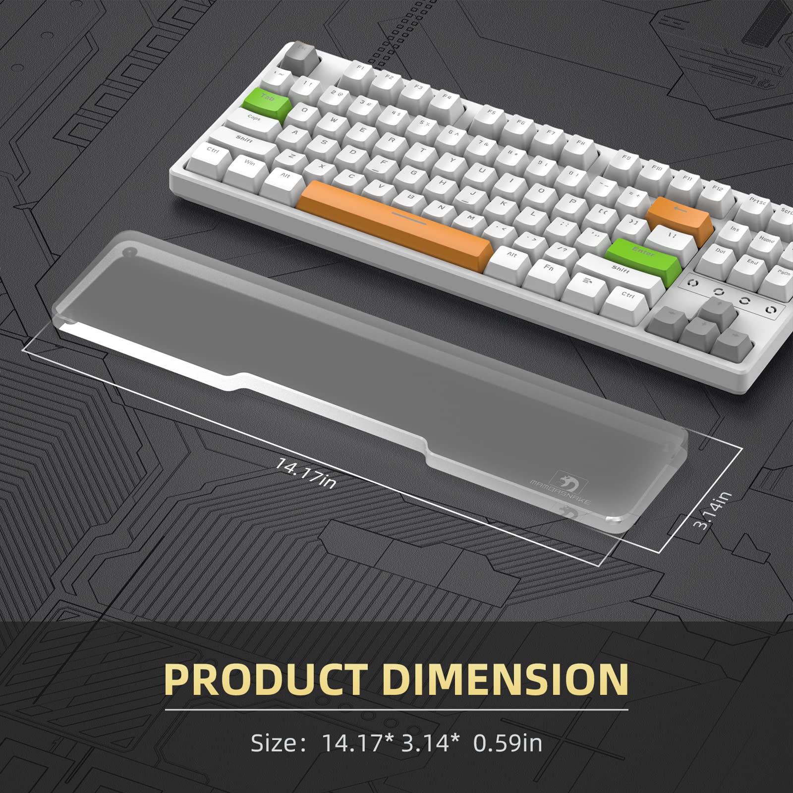 TENKEYLESS 80% Acrylique Repose-poignet Clavier Mécanique Repose-poignet Ergonomique pour Clavier d'ordinateur Base Antidérapante Coussin de Poignet pour Ordinateur Portable Bureau et