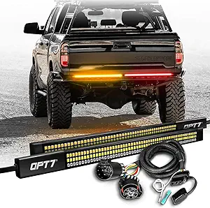 OPT7 Plug'n'Play Harness for 2007-2021 Tundra & OPT7 Redline Parlux 2PCS Triple Row LED Tailgate Light Bars w/Sequential Amber Turn for 2007-2021 Tundra