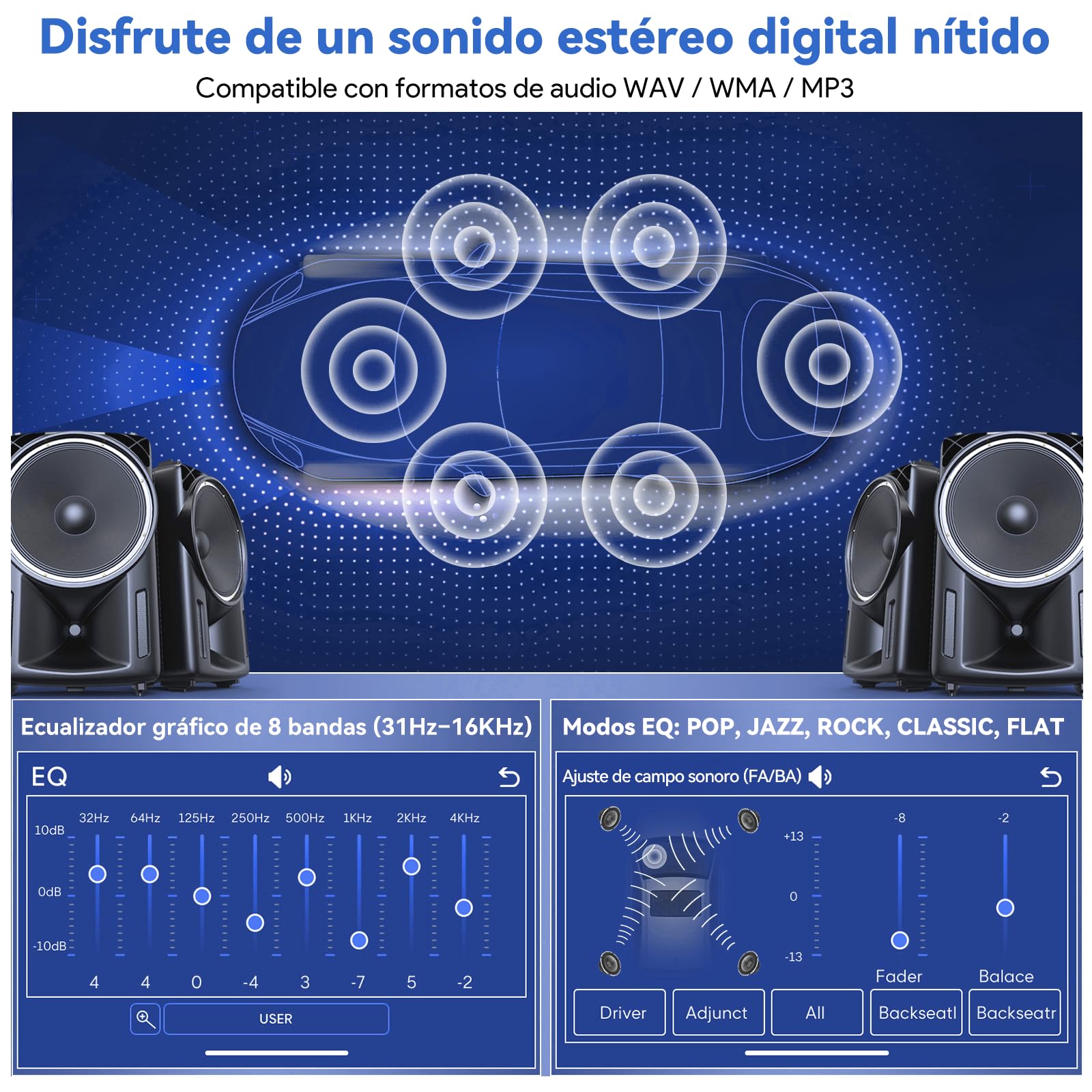 Radio Coche Bluetooth Extraible, Wistrue RDS Autoradio Bluetooth 5.0,FM/Am 1DIN Autoradio Stéreo Soporta MP3/2USB Carga rápida/AUX/SD Compatible con Android y iOS