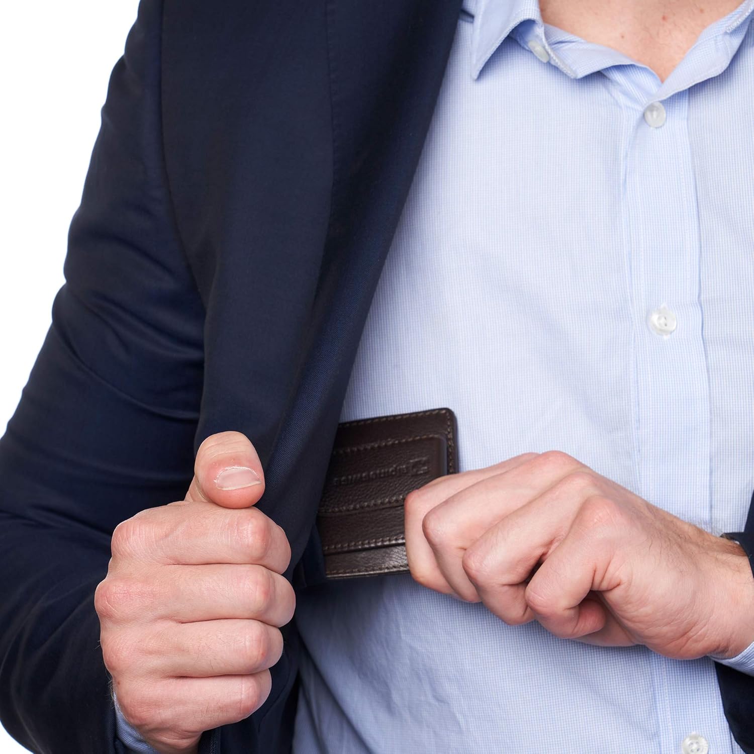 Alpine Swiss RFID Dermot Money Clip Front Pocket Wallet For Men Leather Comes in a Gift Box Brown - Image 4