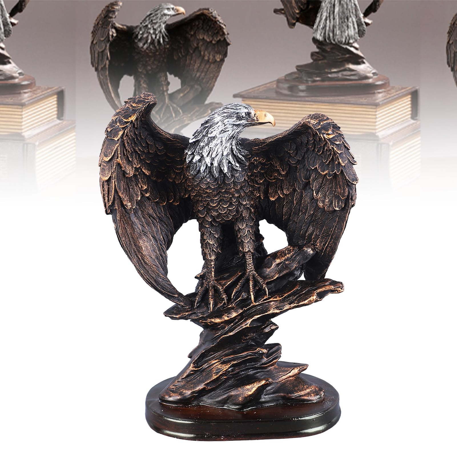 Statua dell'Aquila in Resina, Stile retrò, Bronzo, Pitturato, Autoportante