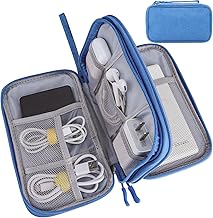 Teskyer Travel Organiser Bag, Electronics Organizer, Waterproof, Cable Organiser Bag, Travel Accessories, Travel Holiday Essentials for Men Women, 8.5 x 5 Inch, Sky Blue