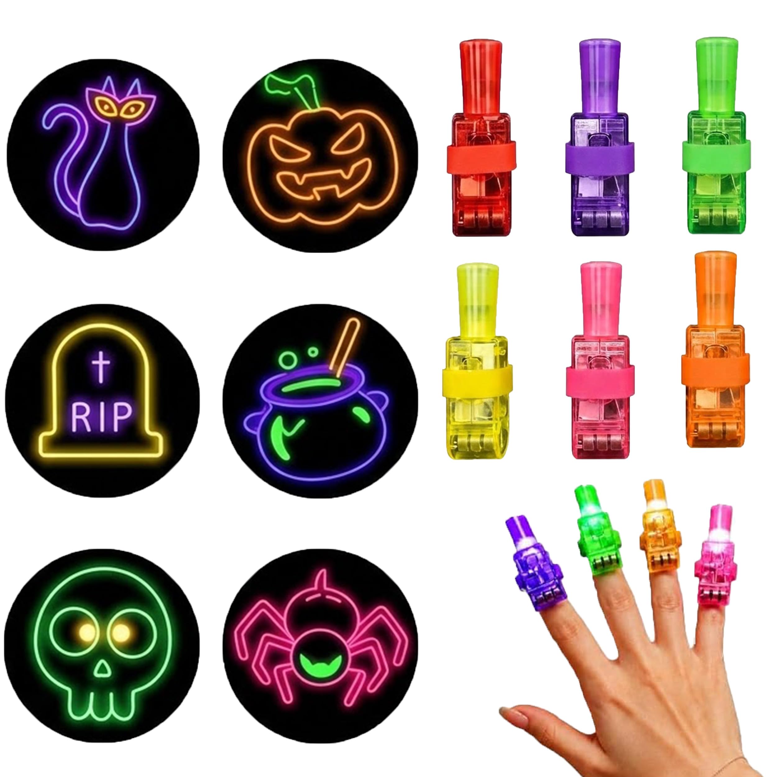 Led Projection Finger Lights for Kids Halloween and Christmas Theme，A：24