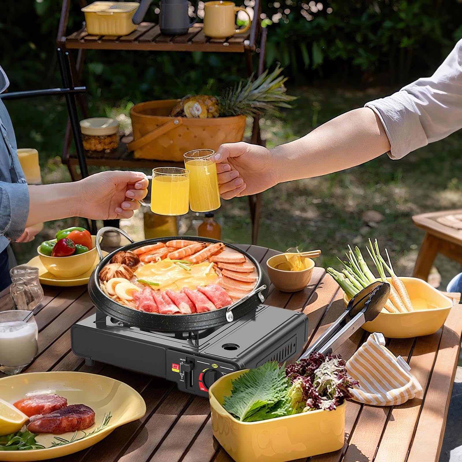 Camping Kassettenkocher Automatische Zündung Klein | Präzise Hitzeregulierung Tragbare Brenner Klein Tragbar Für Draußen Camping Picknick Backpacking Wandern Garten