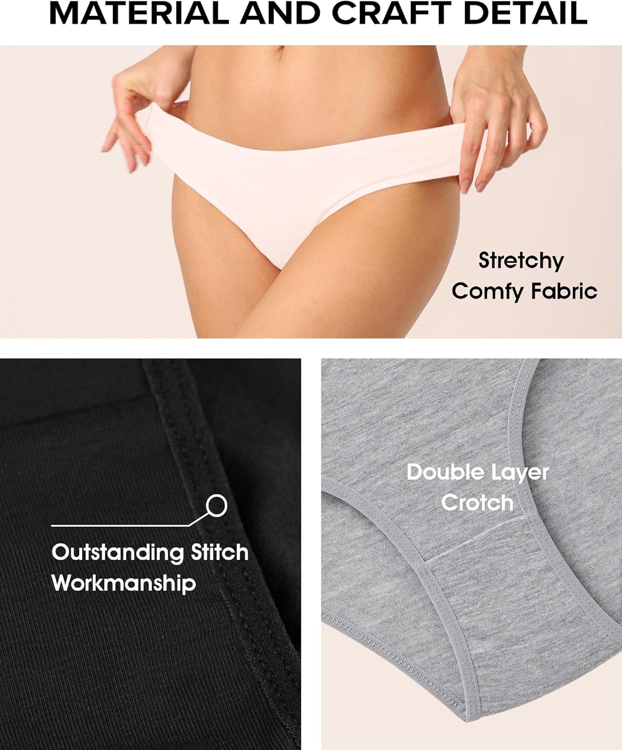 la notte Women’s Bikini Underwear Breathable Cotton Panties for Womens 6 Pack Ladies Stretchy Hipster Soft Briefs Panty - Image 4