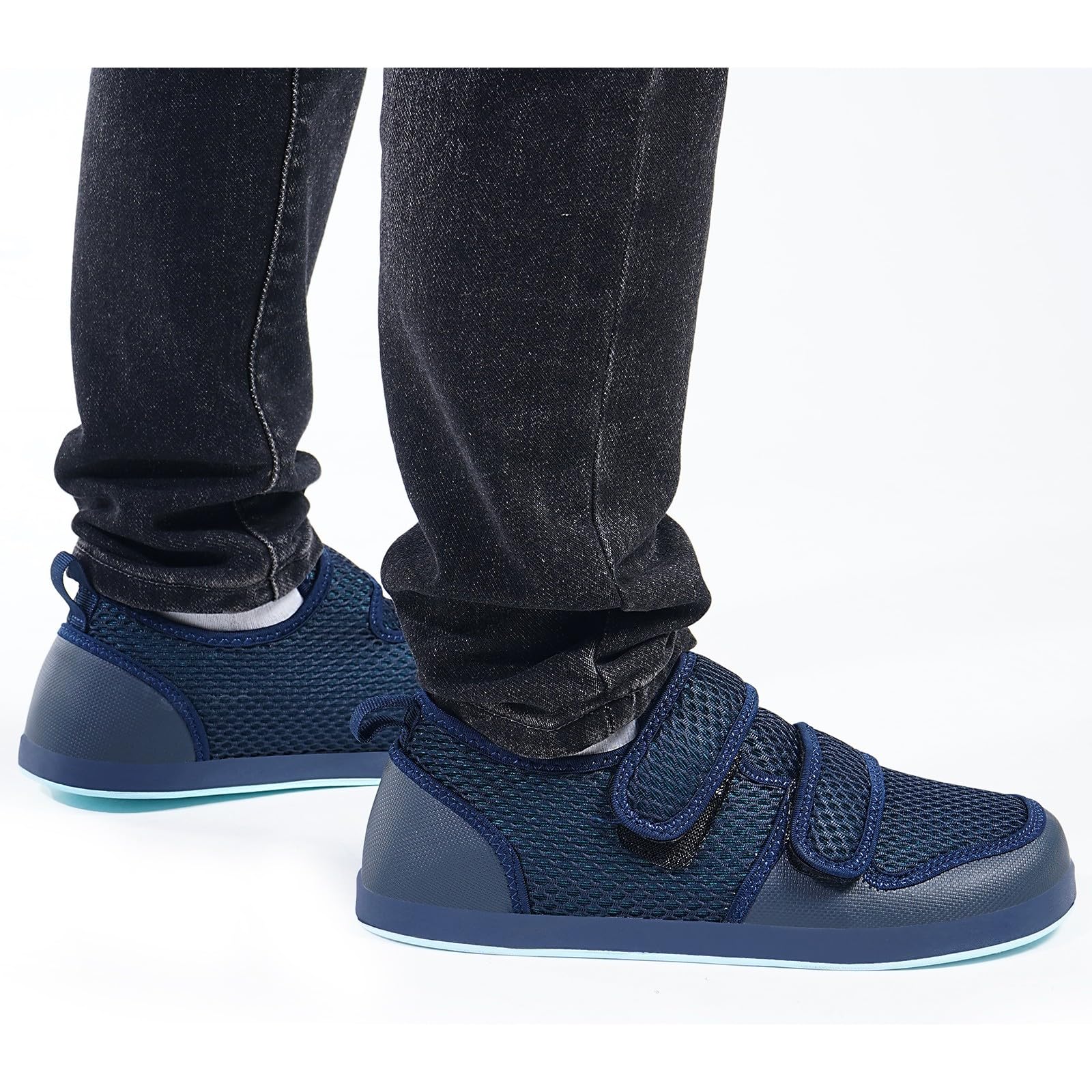 Hsyooes Zapatos Diabéticos Mujer Zapatos Ortopédica Hombre Zapatillas de estar por casa Ensanchar Respirable Ajustable Artritis Edema Zapatos hinchados