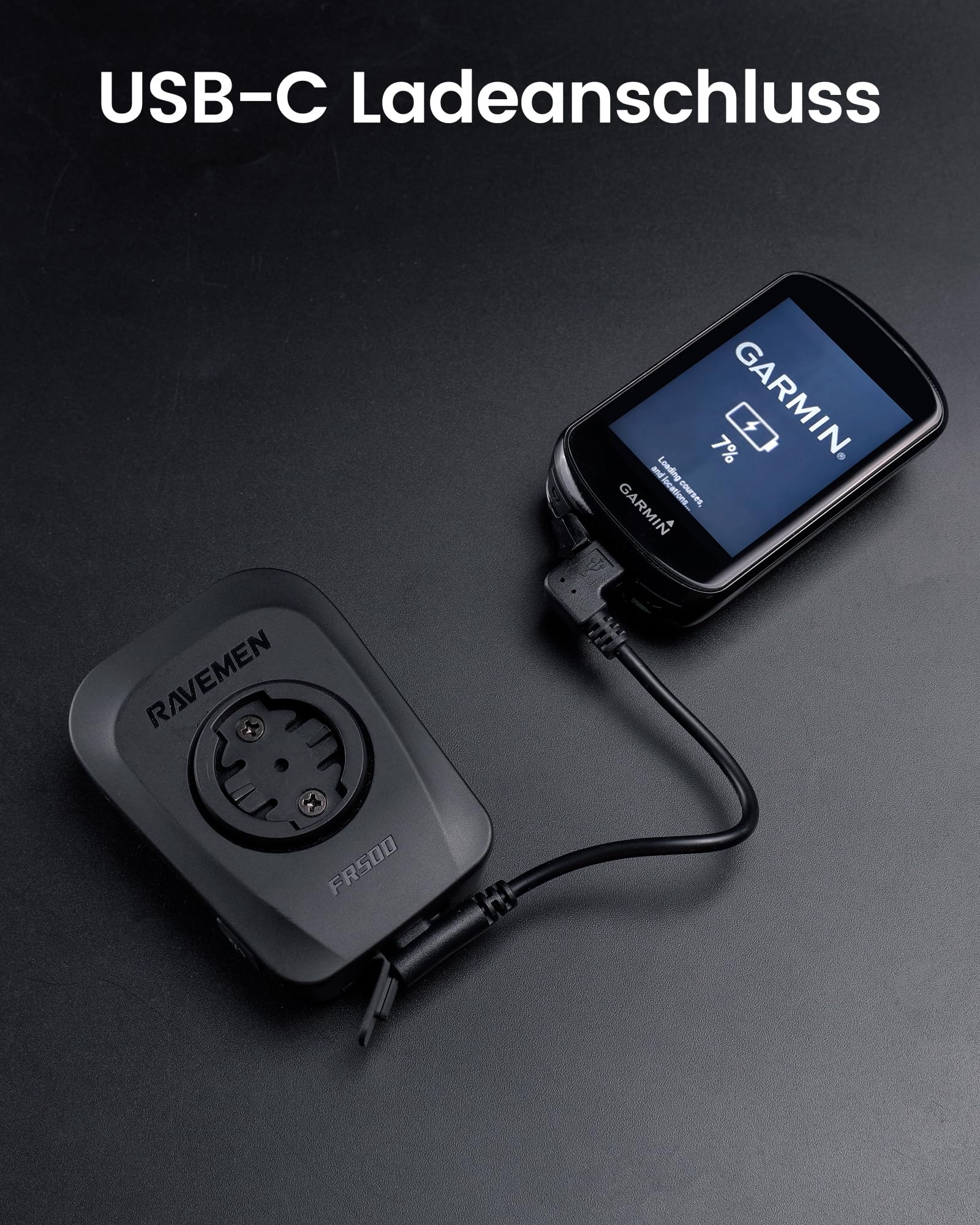 RAVEMEN FR500 Fahrradcomputer Zubehör, Kompatibel mit Garmin/Wahoo Fahrradcomputer IPX6 Wasserfestigkeit USB-C Aufladung