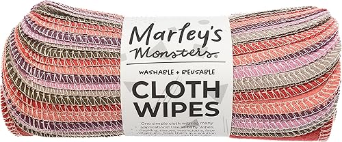 Marley's Monsters Toallitas de tela reutilizables, paquete de 24 unidades, lavables, de algodón, sin papel (gloaming)
