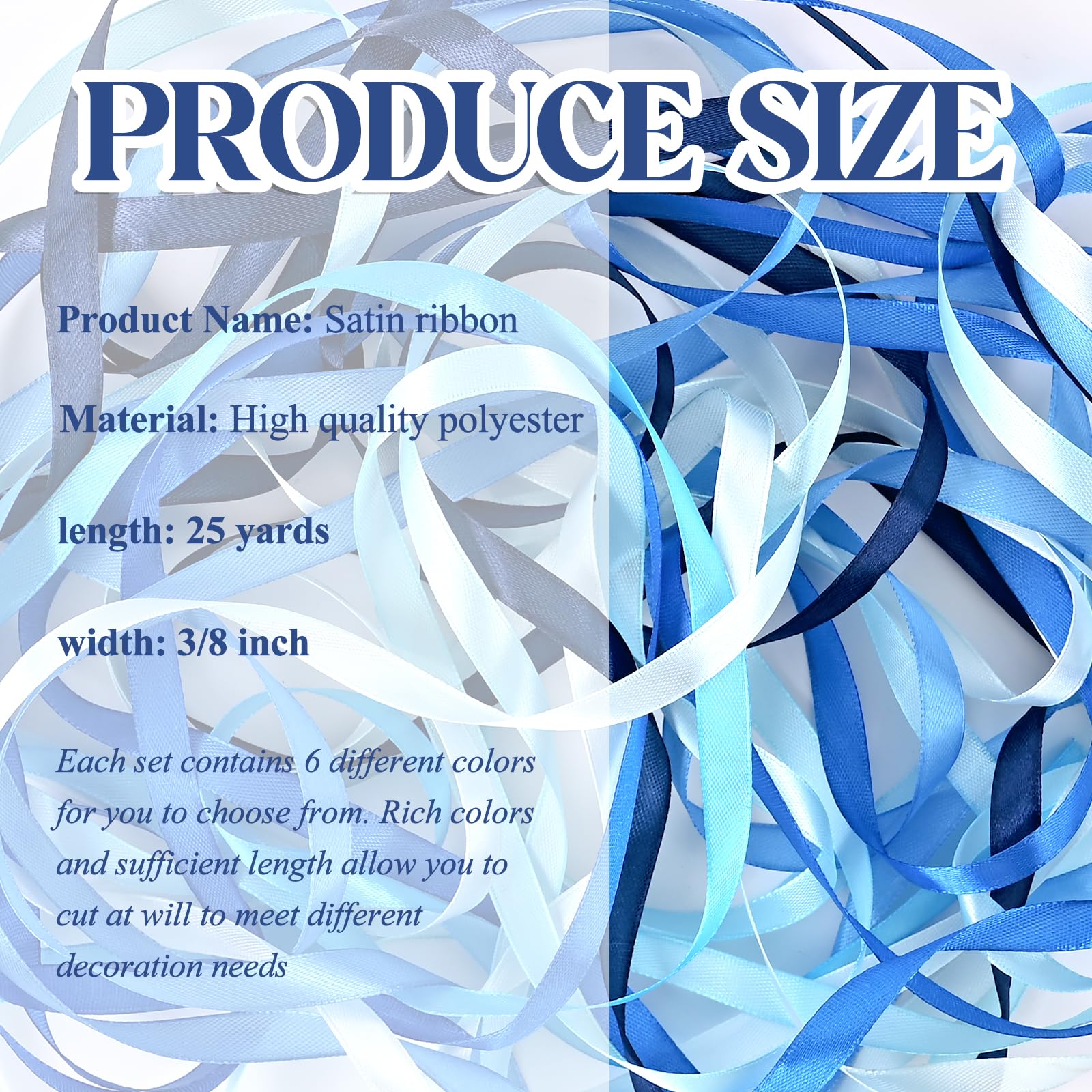 NACHLYNN 150 Yards Rainbow Satin Ribbon Wide Polyester Fabric Ribbon Use for Gift Wrap Wedding Bridal Baby Shower Bows Decor Flower Bouquet Crafts (Blue - Image 2