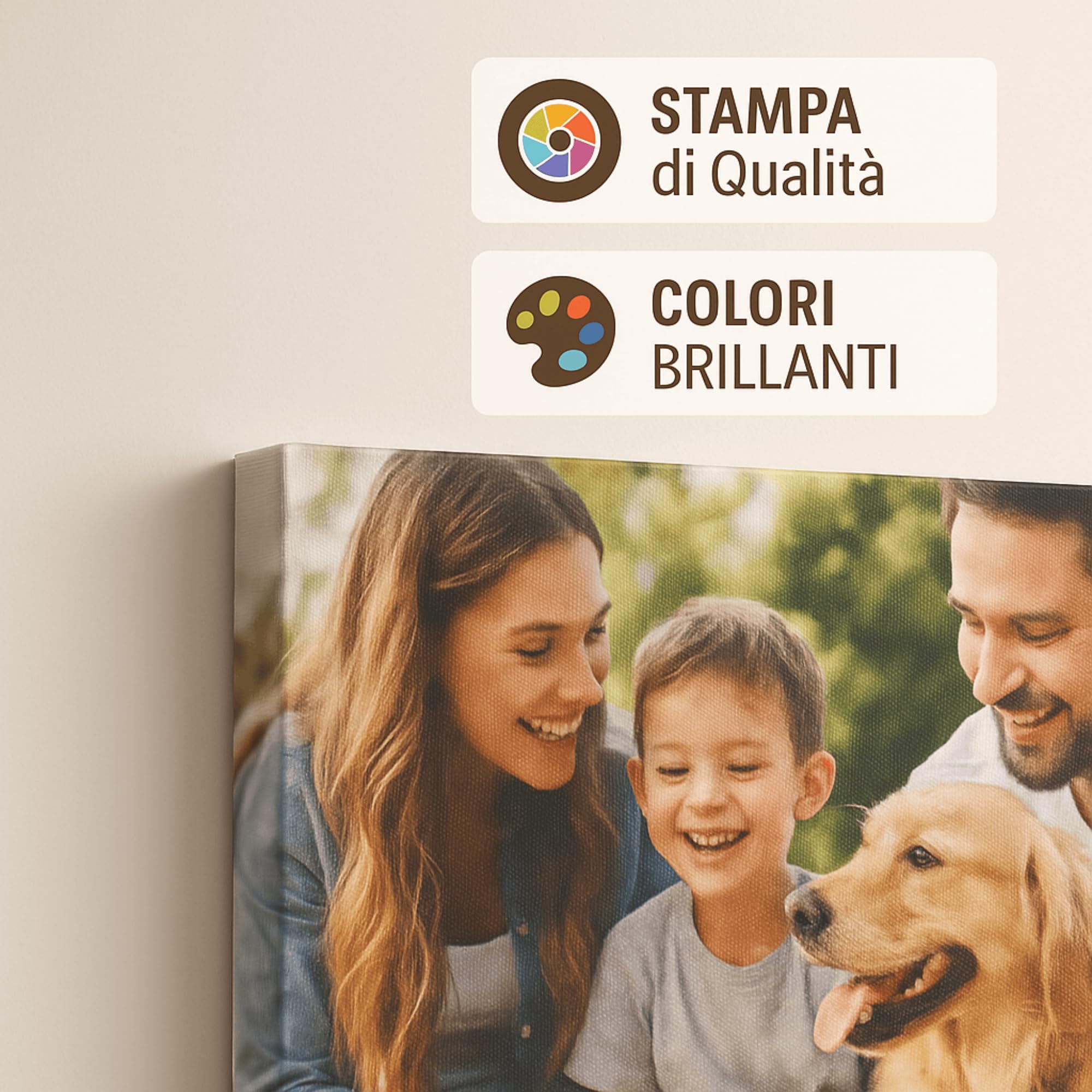 Telastampa Quadro Personalizzato con Foto HD, Canvas 100% Made in Italy - Telaio in Legno Incluso - Stampa Tela Personalizzabile in Alta Definizione - Idea Regalo Compleanno Anniversario (20x20 cm)