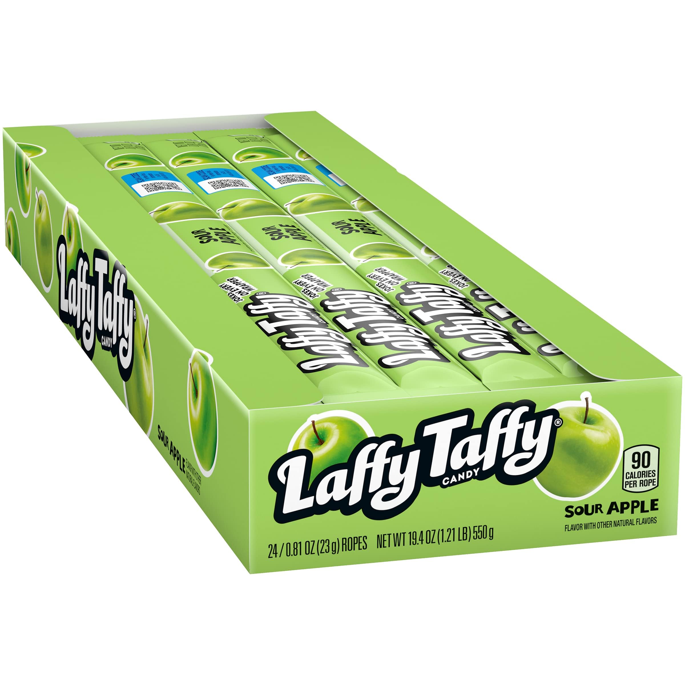 Laffy Taffy Rope Candy, Sour Apple Flavor, 0.81 Ounce Ropes (Pack of 24)